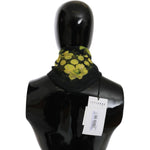 GF Ferre Black Yellow Floral Wrap Shawl Foulard Scarf MS1611