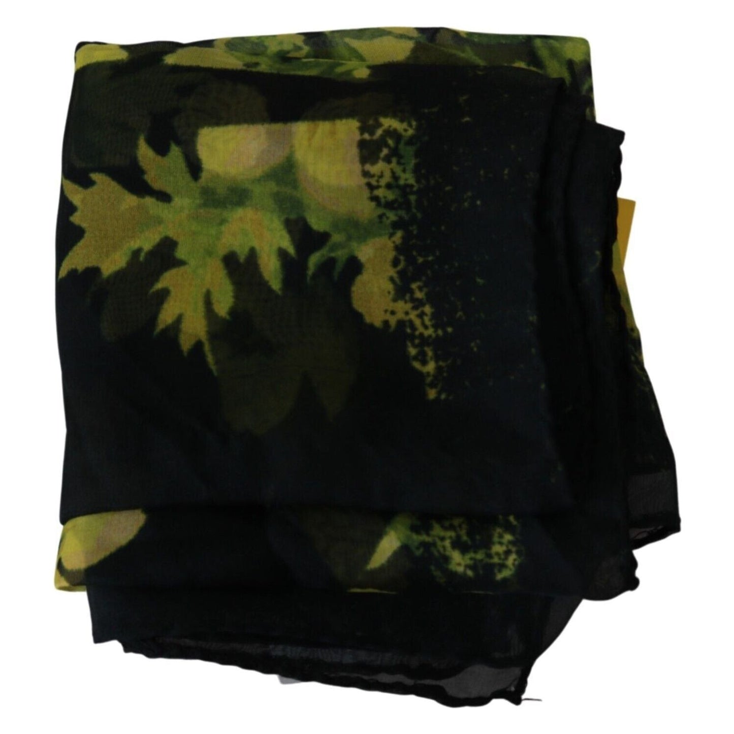 GF Ferre Black Yellow Floral Wrap Shawl Foulard Scarf MS1611