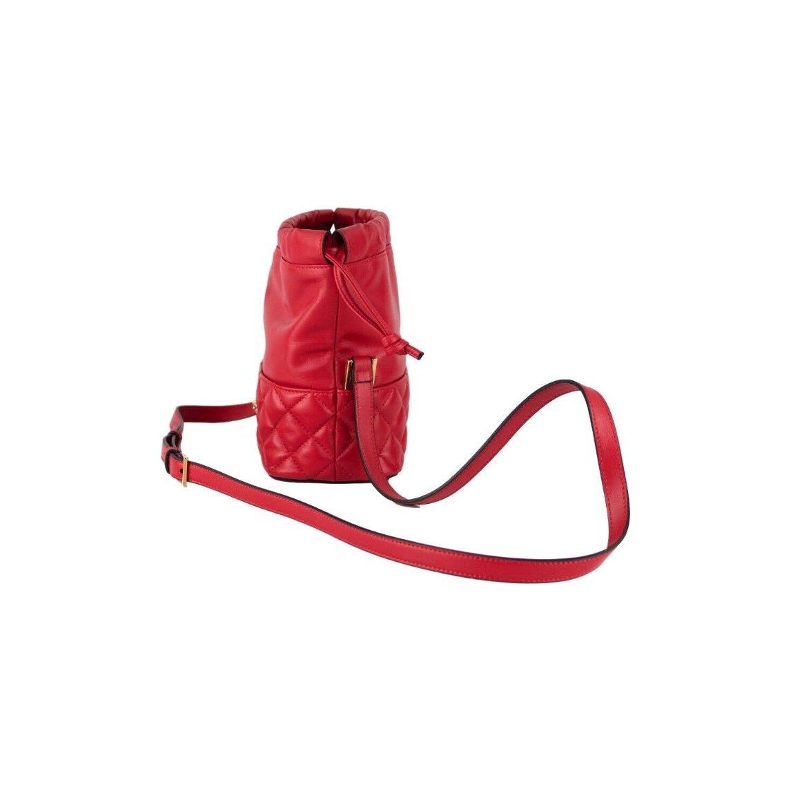 Versace Red Quilted Leather Drawstring Shoulder Bag Bucket Crossbody Handbag Versace Brown