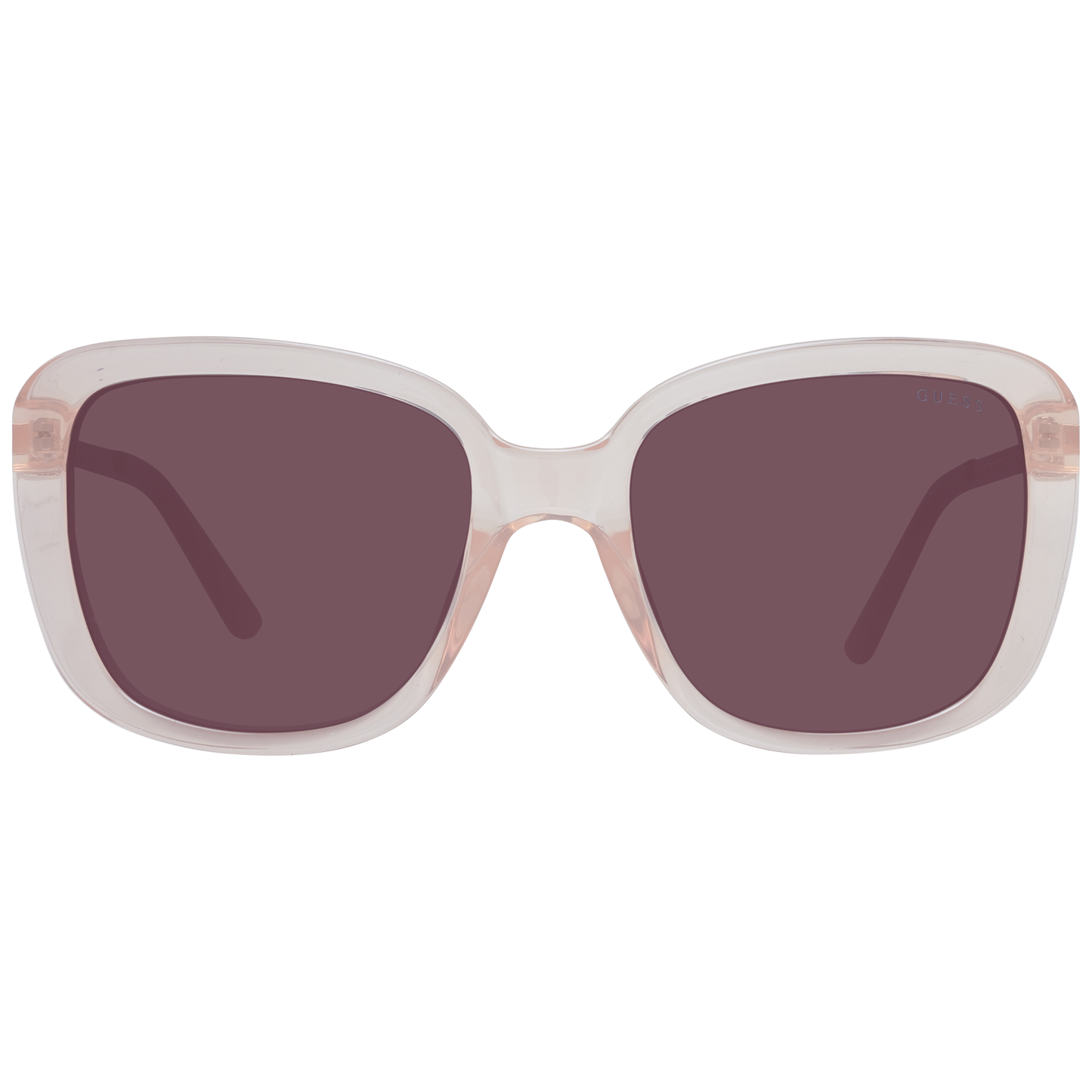 Alt Tag: Guess cream square women's sunglasses, full-rim style with gradient brown lenses, UVA & UVB protection, plastic frame.