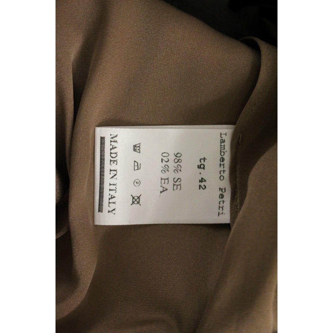 Lamberto Petri Elegant Brown Silk Shift Dress Lamberto Petri Dark Slate Gray