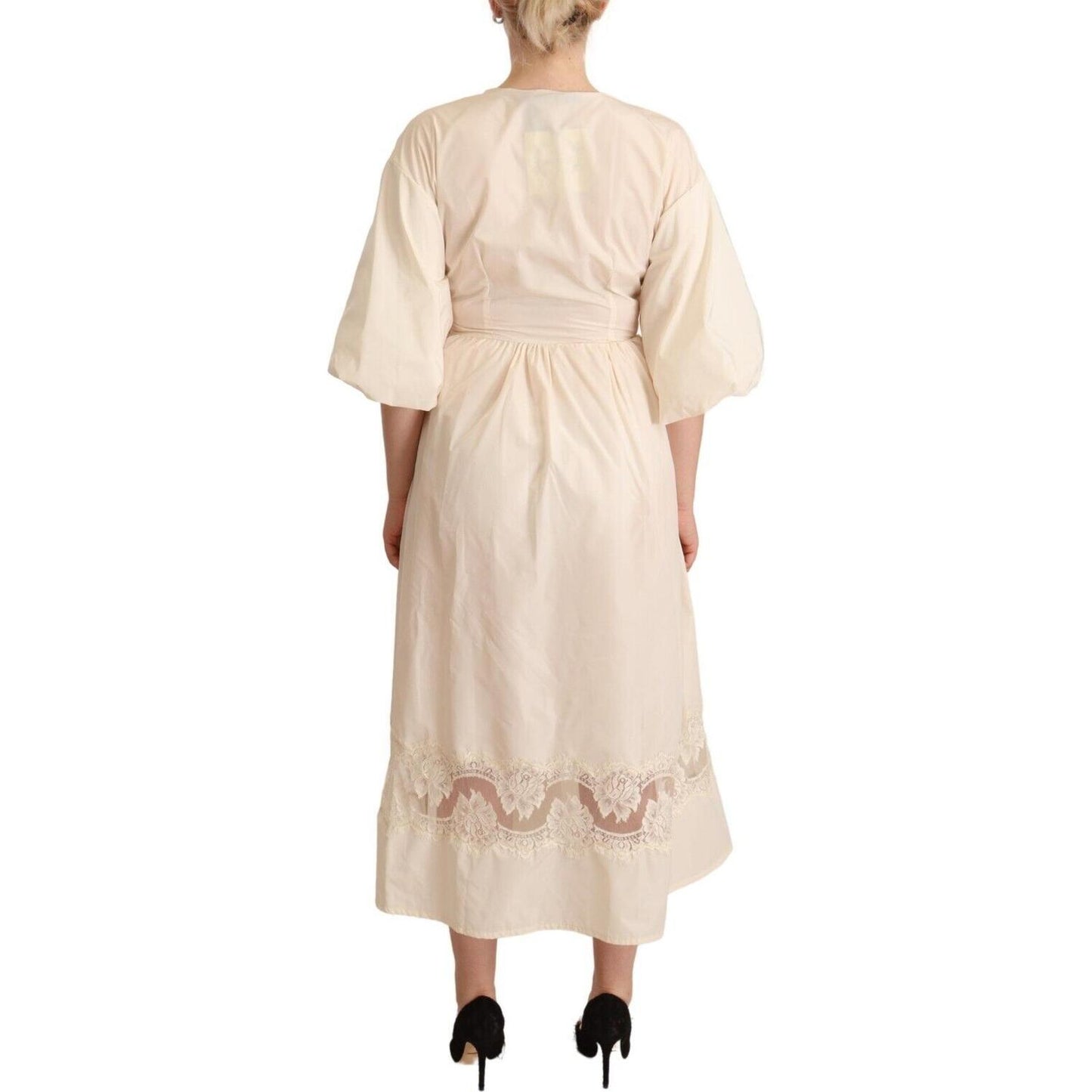 PINK MEMORIES Elegant Off White Maxi Wrap Dress PINK MEMORIES Wheat