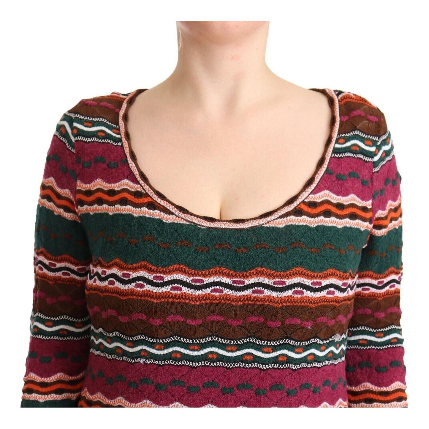 Missoni Multicolor Striped Long Sleeve Sheath Dress Missoni Dark Slate Gray
