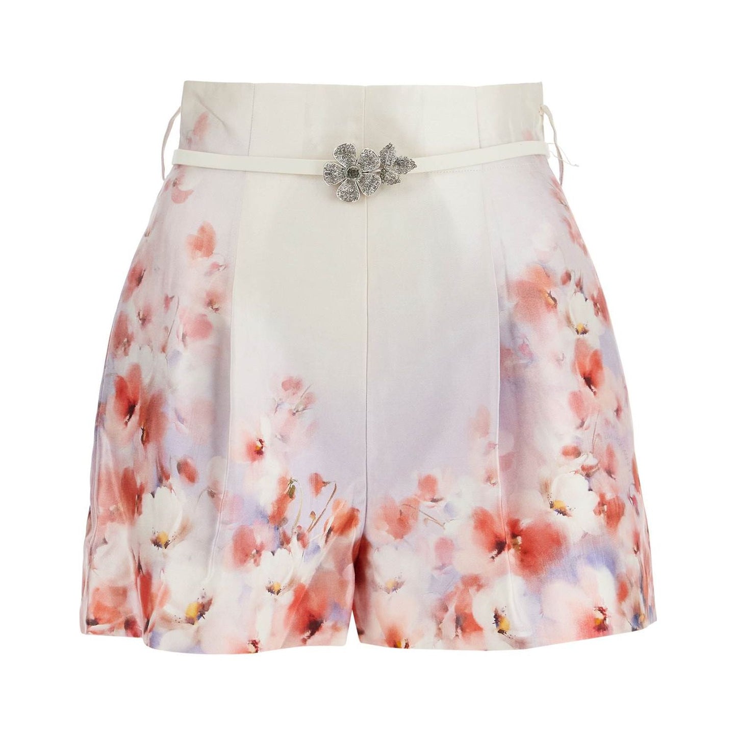 Zimmermann red low-waist floral silk and cotton shorts Short trousers Zimmermann Light Gray