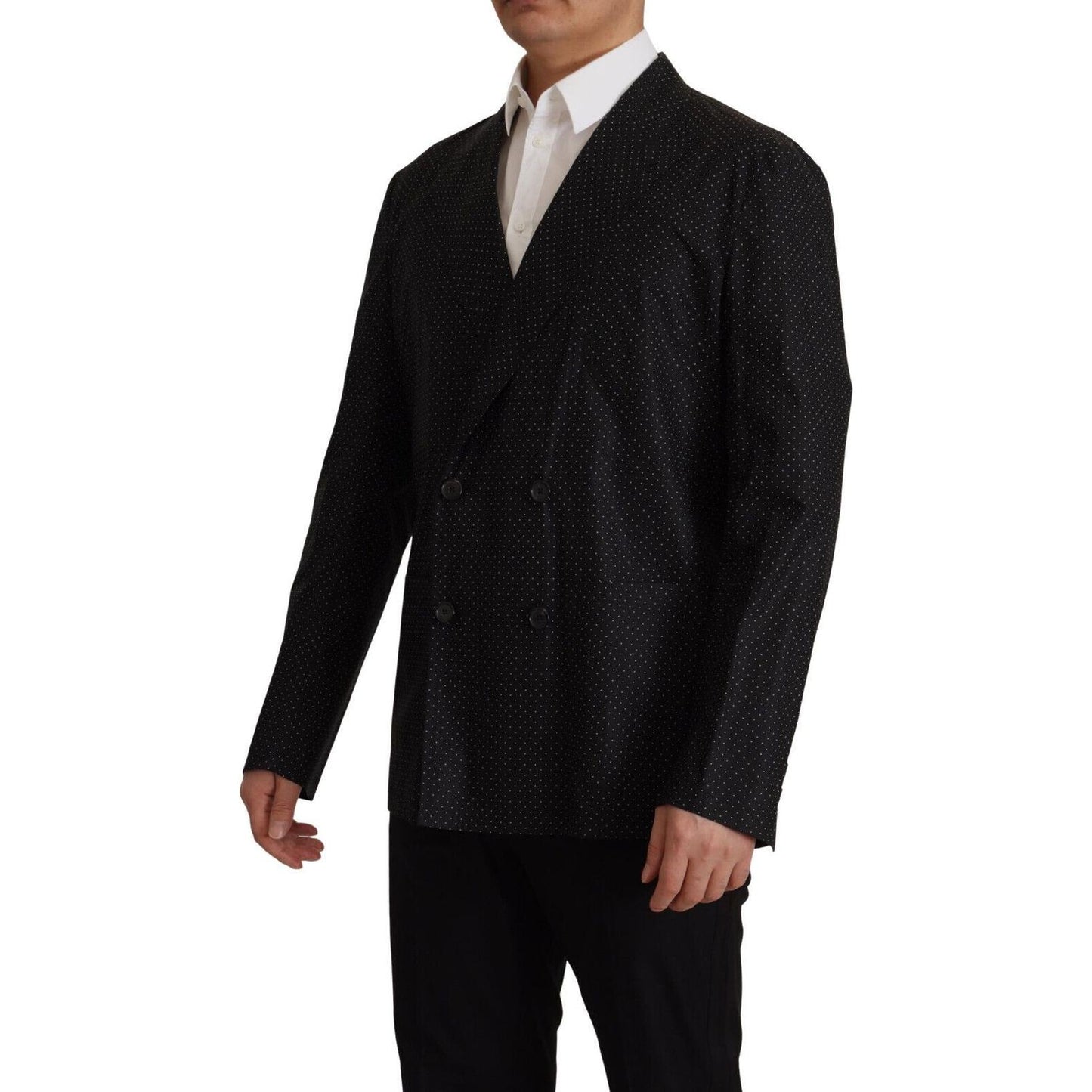 Dolce & Gabbana Polka Dot Slim Double-Breasted Blazer Dolce & Gabbana Black