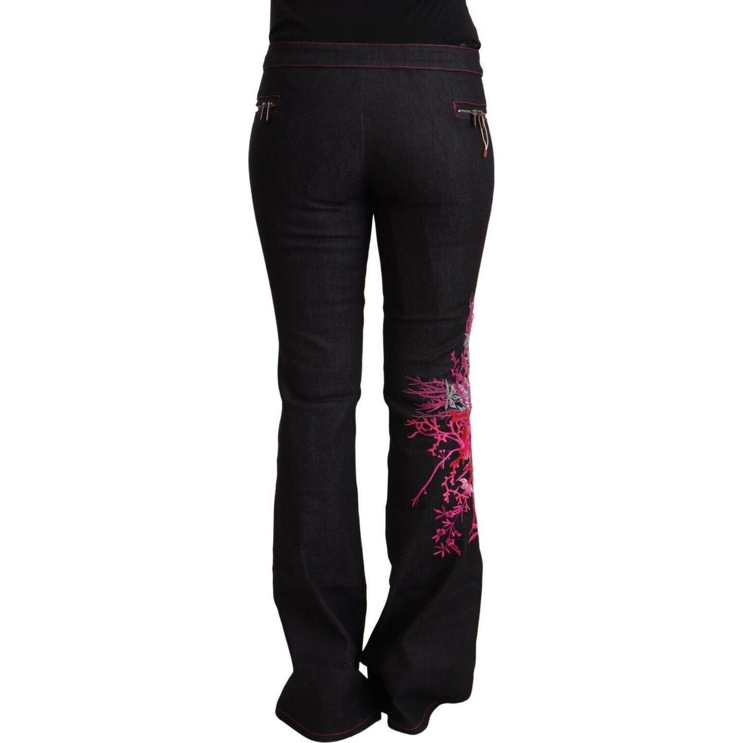 Exte Black Cotton Stretch Mid Waist Cotton Flared Denim Jeans PAN71159 - 40