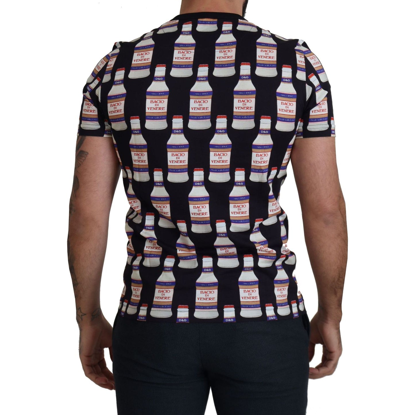 Dolce & Gabbana Elegant Black Bacio Di Venere Print Tee Dolce & Gabbana Dark Gray