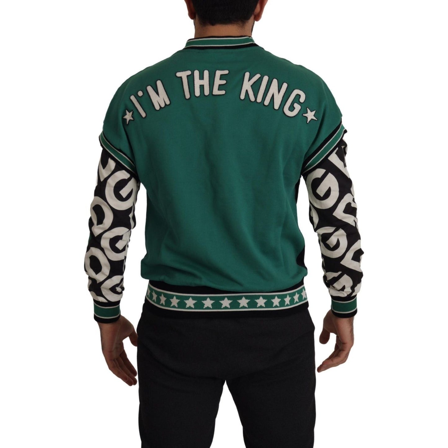 Dolce & Gabbana Regal Crewneck Pullover Sweater - Black & Green Dolce & Gabbana Dark Slate Gray