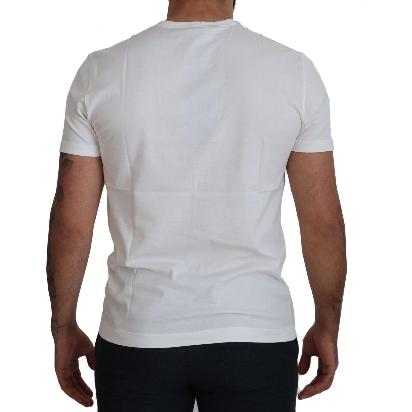 Dolce & Gabbana Chic White Logo Print Cotton Tee Dolce & Gabbana Gray