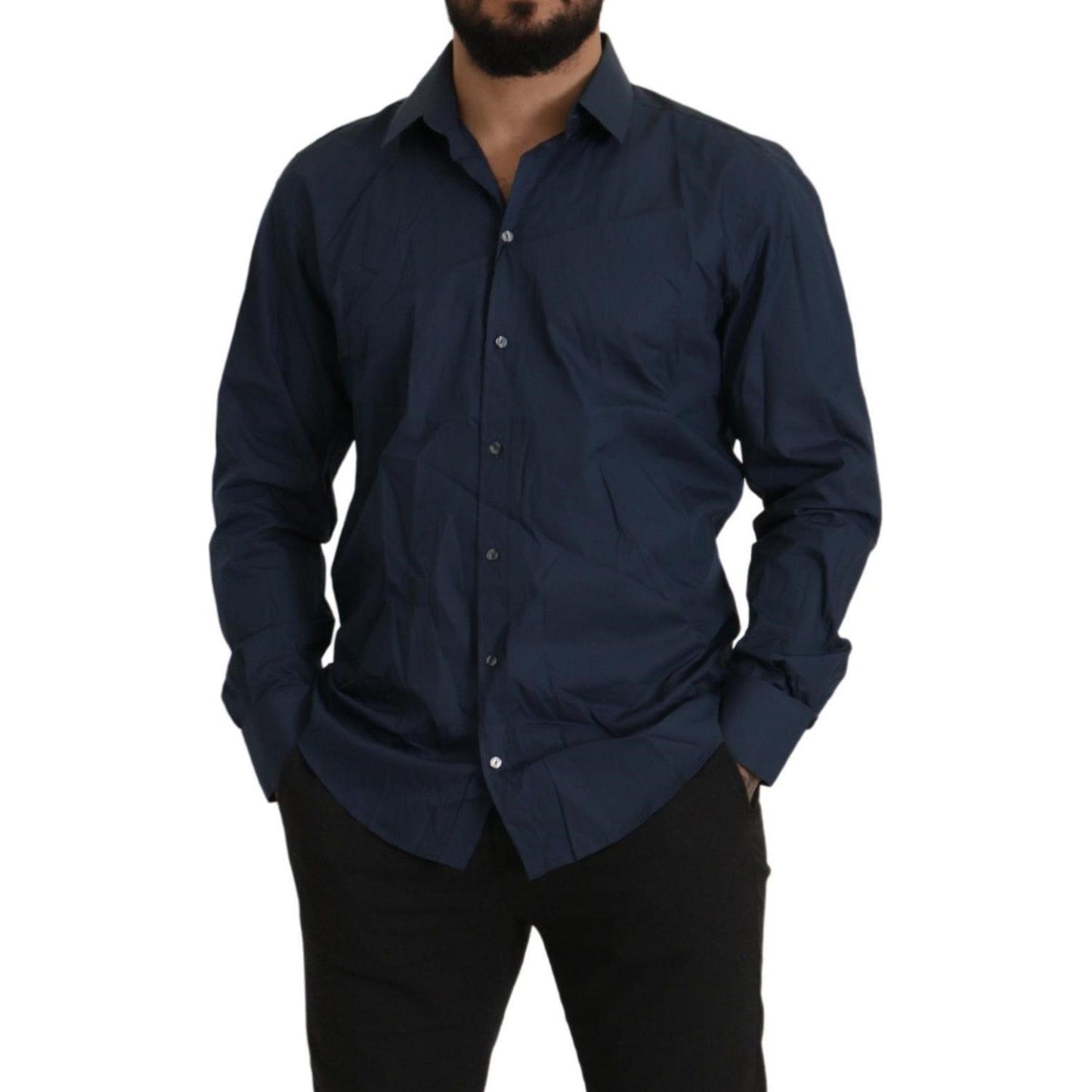 Dolce & Gabbana Elegant Slim Fit Blue Martini Dress Shirt Dolce & Gabbana Black