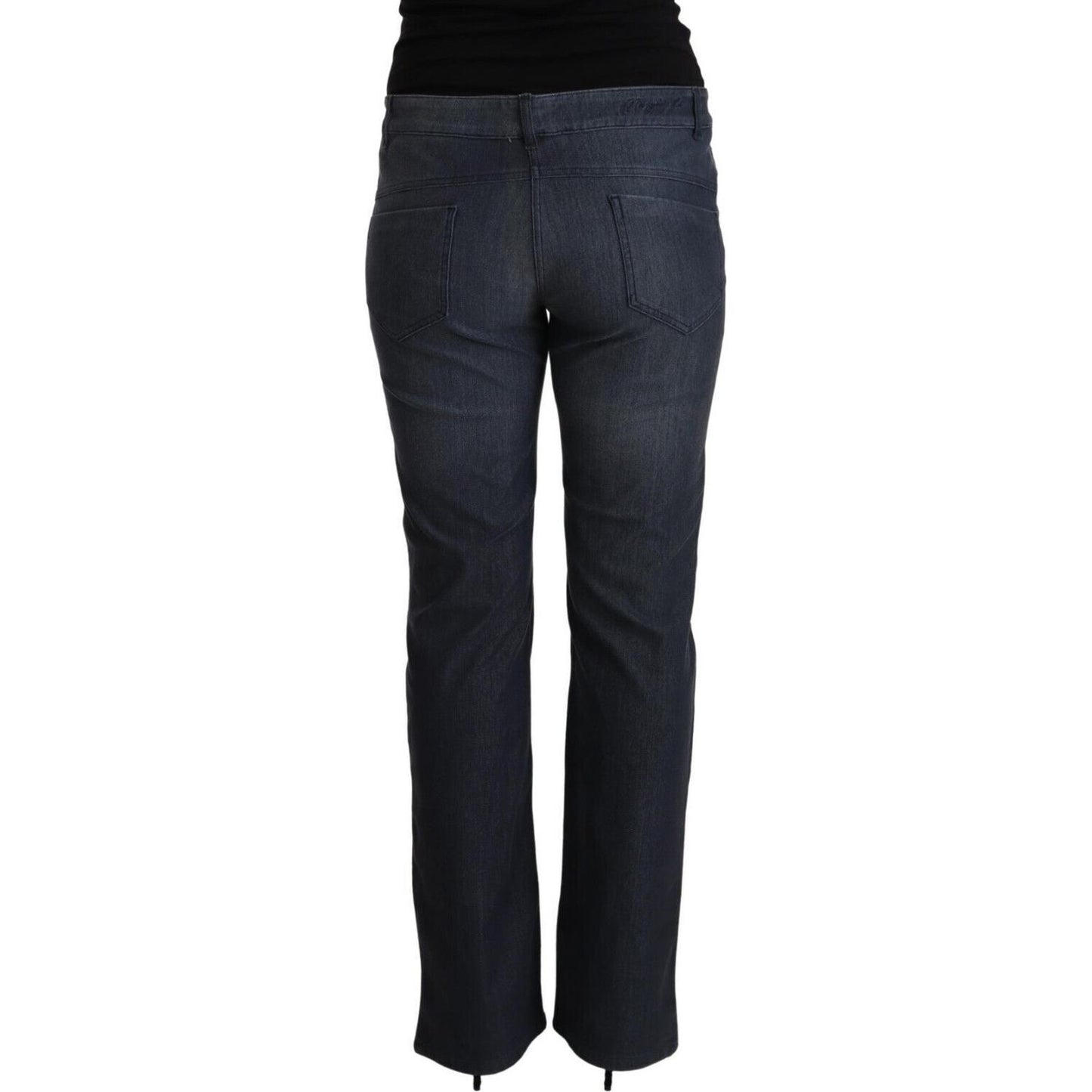 MARGHI LO' Chic Dark Blue Straight Cut Jeans MARGHI LO' Dark Slate Gray