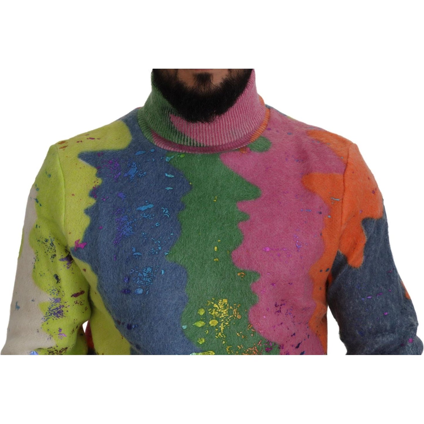 Dolce & Gabbana Multicolor Turtleneck TV Motive Sweater Dolce & Gabbana Dark Slate Gray