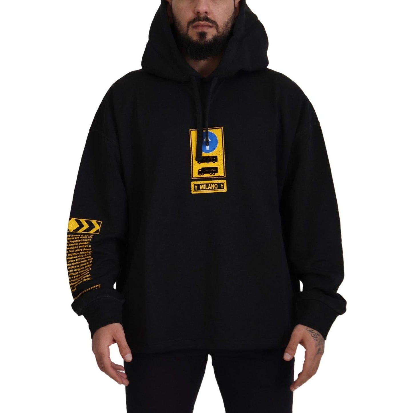 Dolce & Gabbana Elegant Black Cotton Hooded Sweater Dolce & Gabbana Black