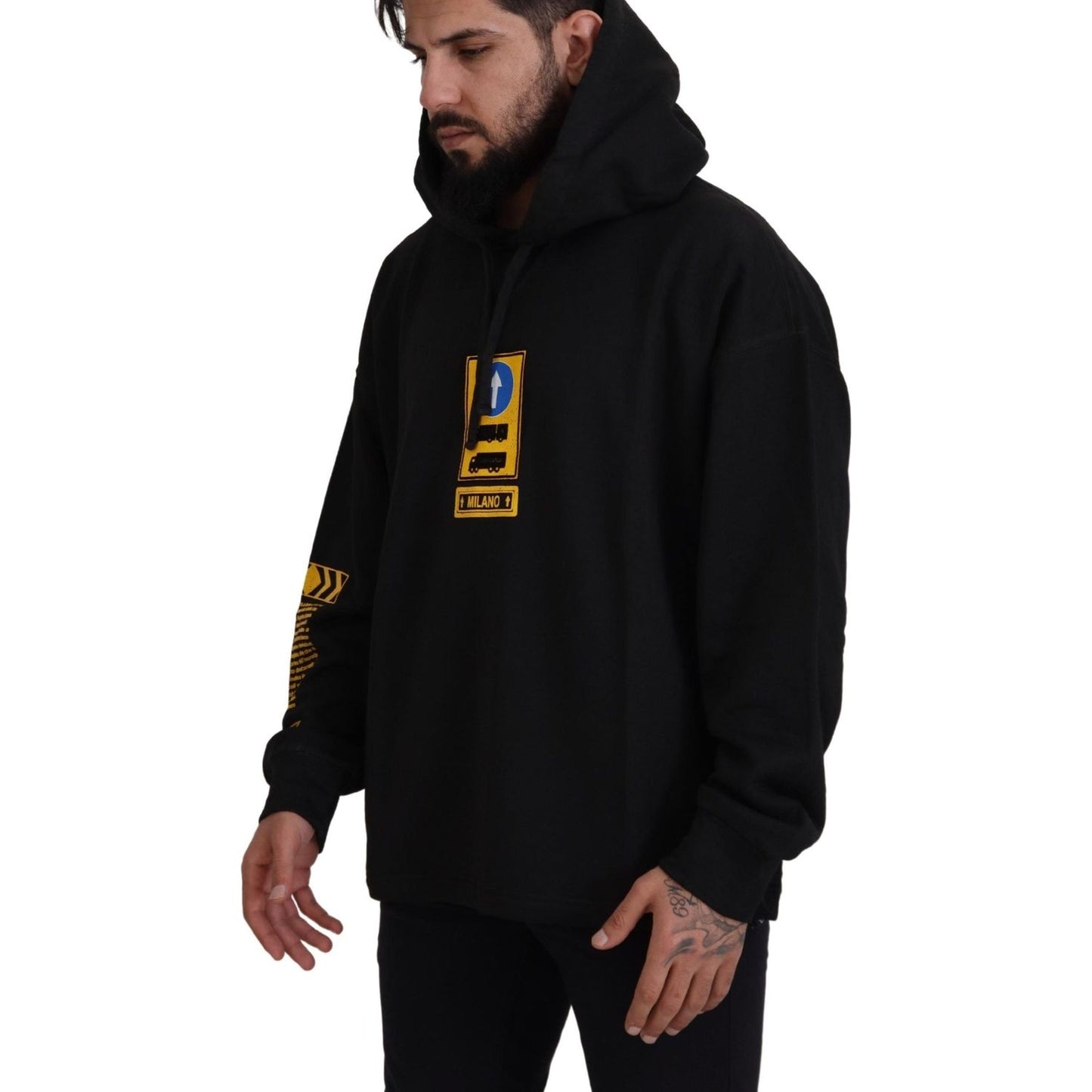 Dolce & Gabbana Elegant Black Cotton Hooded Sweater Dolce & Gabbana Black