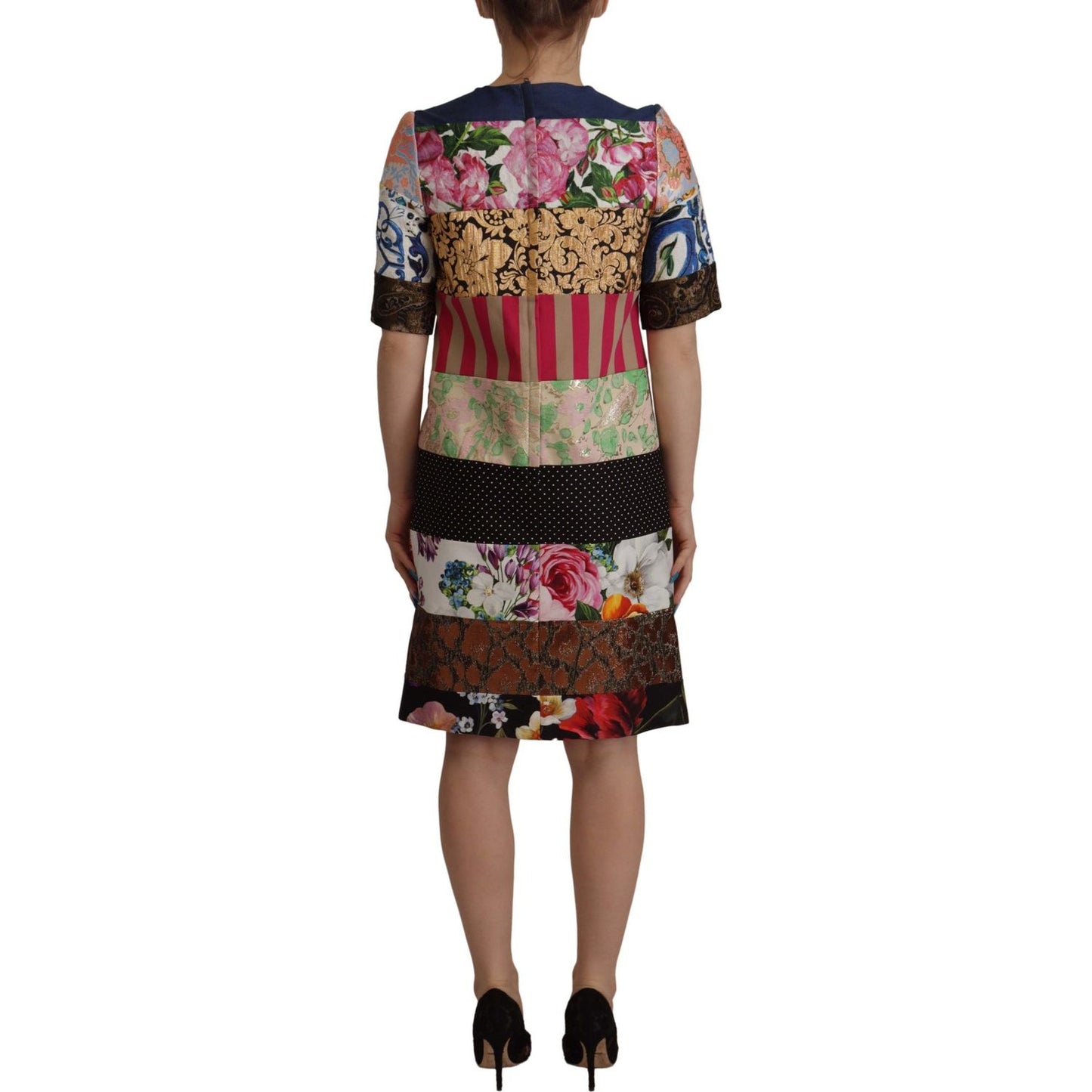 Dolce & Gabbana Patchwork Sheath Mini Dress - Multicolor Elegance Dolce & Gabbana Dim Gray