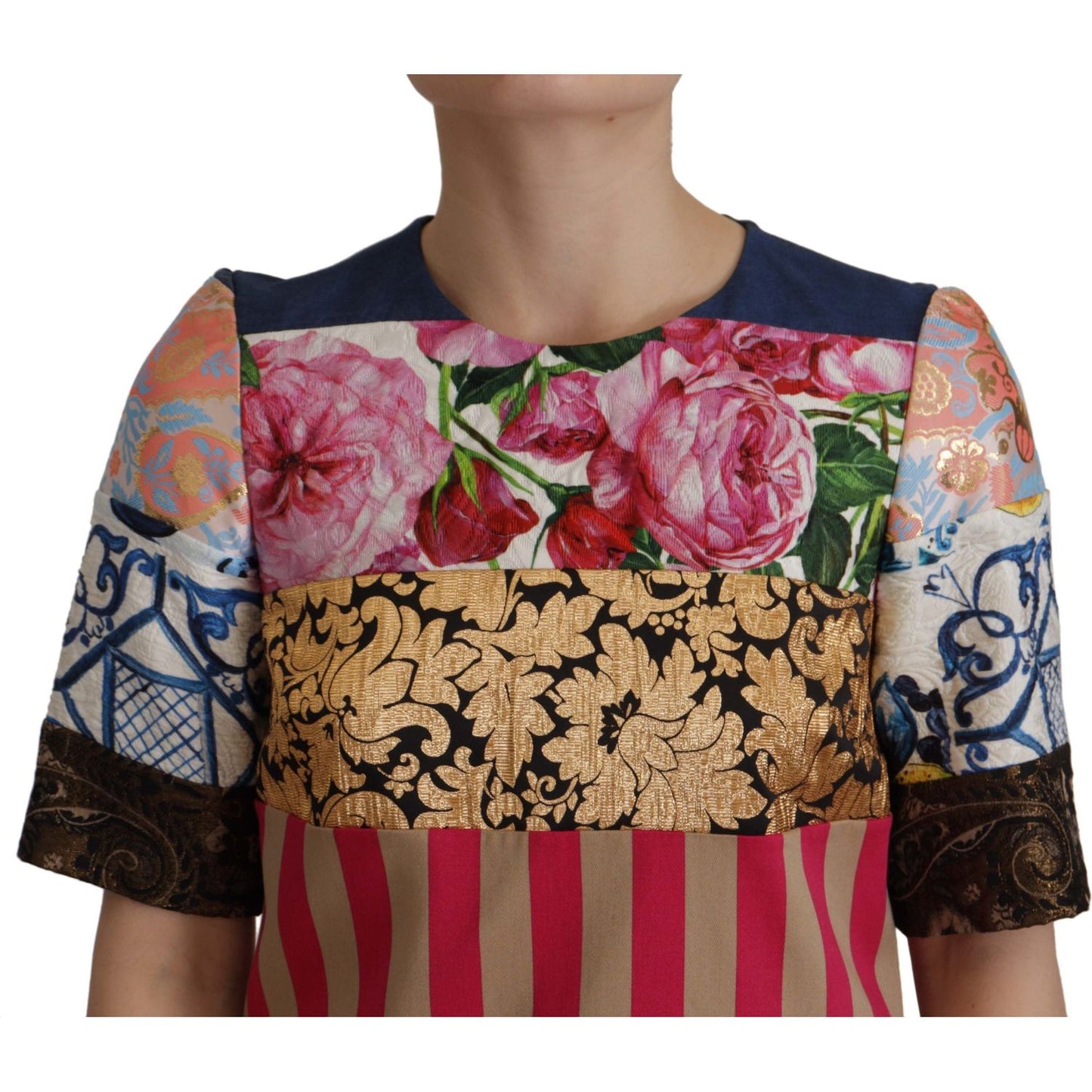 Dolce & Gabbana Patchwork Sheath Mini Dress - Multicolor Elegance Dolce & Gabbana Dim Gray