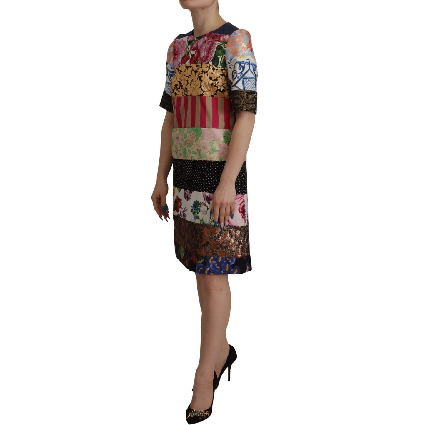 Dolce & Gabbana Patchwork Sheath Mini Dress - Multicolor Elegance Dolce & Gabbana Dim Gray