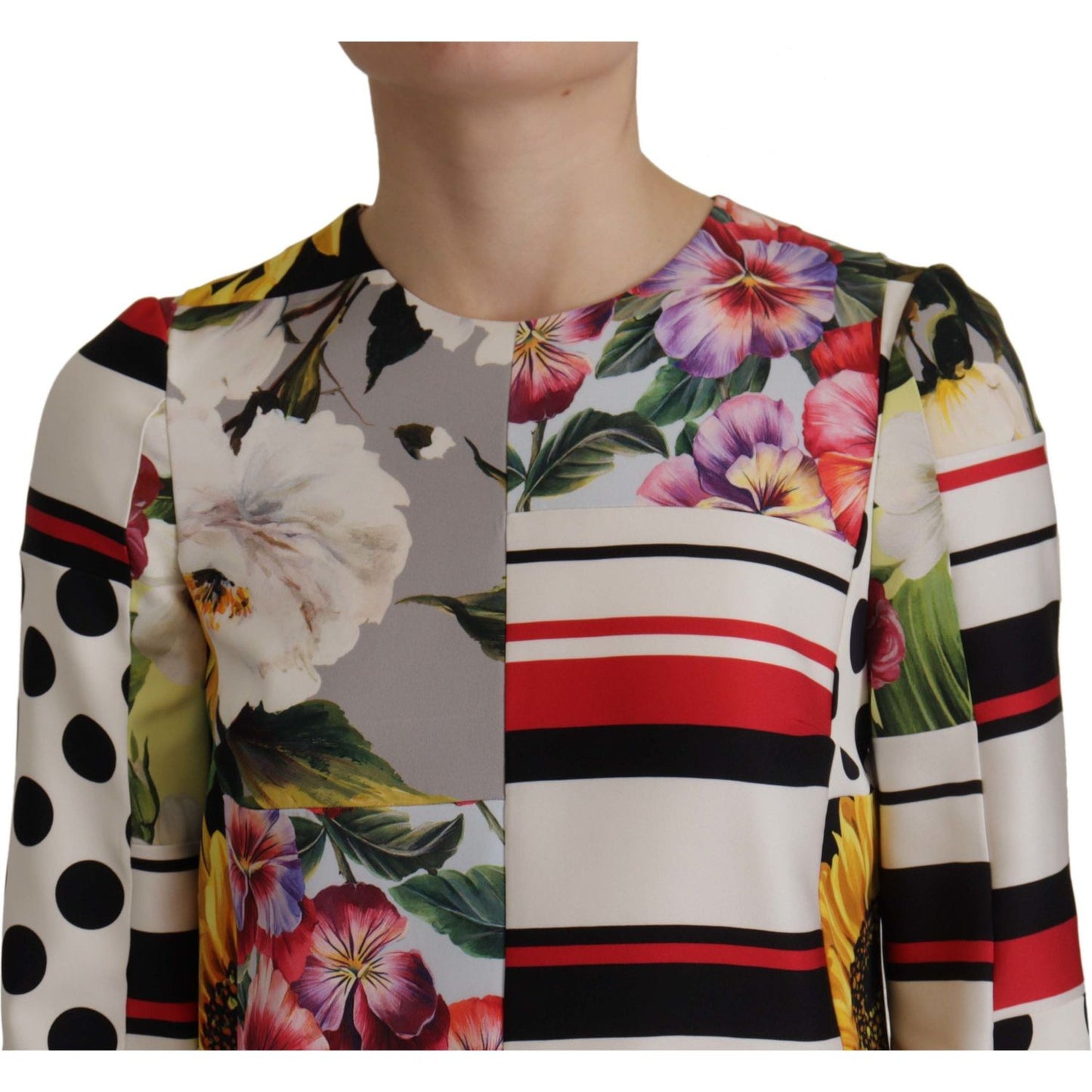 Dolce & Gabbana Multicolor Patchwork Charmeuse Sheath Dress Dolce & Gabbana Rosy Brown