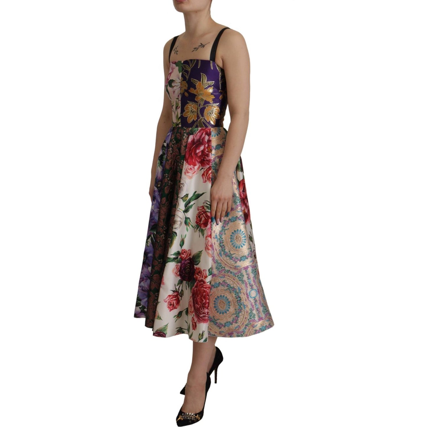 Dolce & Gabbana Patchwork Elegance Silk Blend Dress Dolce & Gabbana Dim Gray