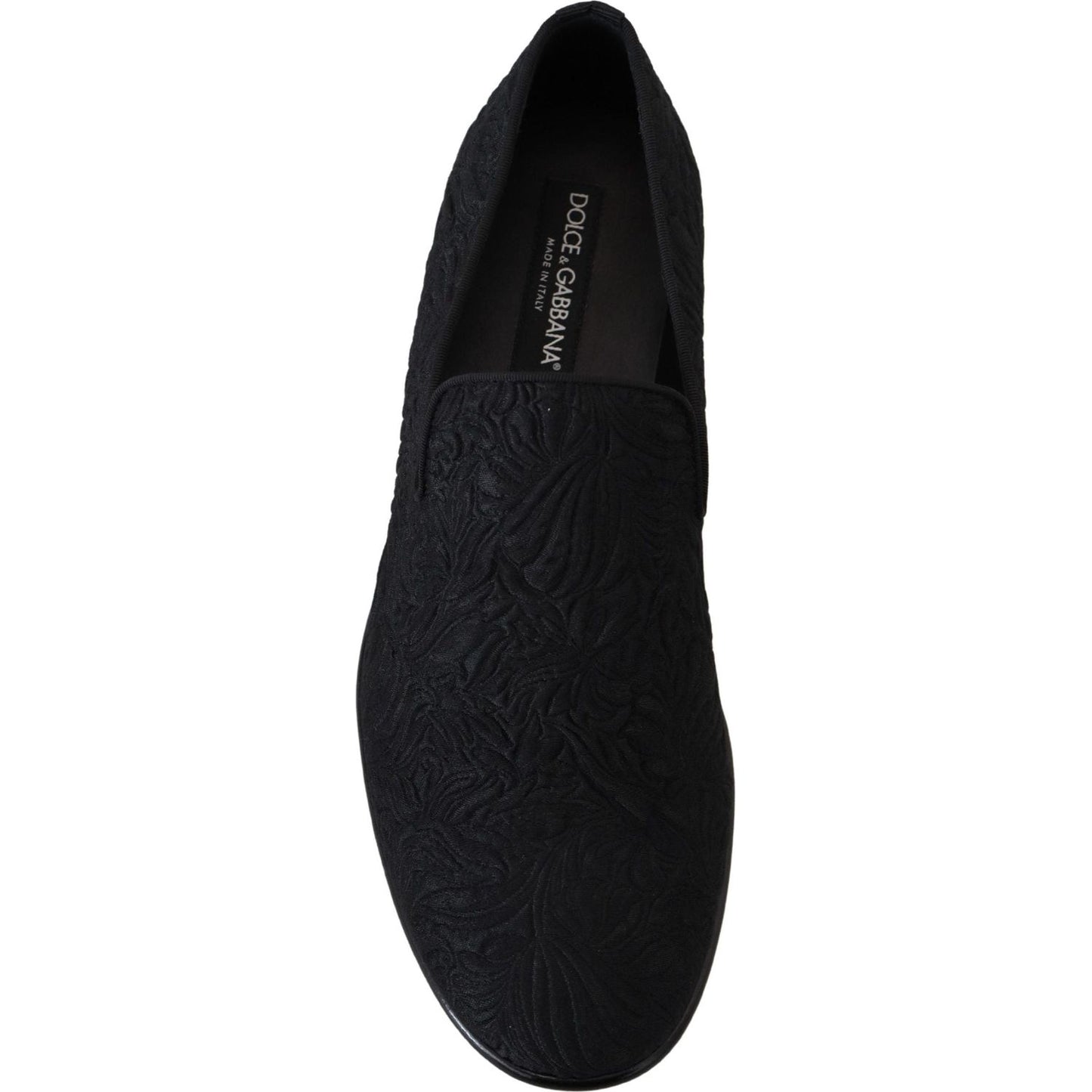 Dolce & Gabbana Elegant Jacquard Black Loafers Slide On Flats Dolce & Gabbana Black