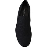 Dolce & Gabbana Black Floral Jacquard Slippers Loafers Shoes MV4814- 39