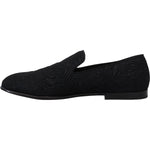 Dolce & Gabbana Black Floral Jacquard Slippers Loafers Shoes MV4814- 39