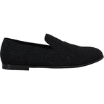 Dolce & Gabbana Black Floral Jacquard Slippers Loafers Shoes MV4814- 39