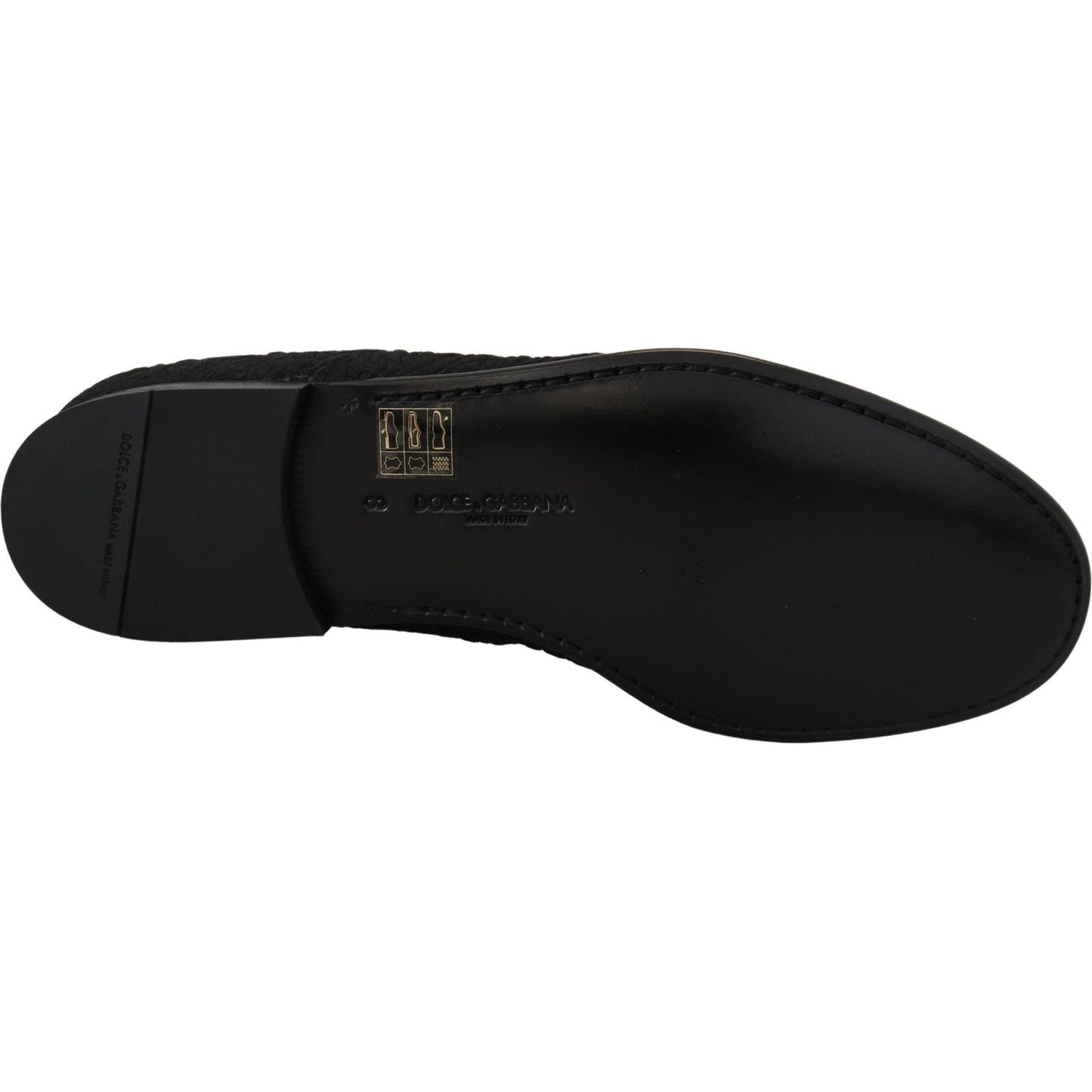 Dolce & Gabbana Elegant Jacquard Black Loafers Slide On Flats Dolce & Gabbana Black
