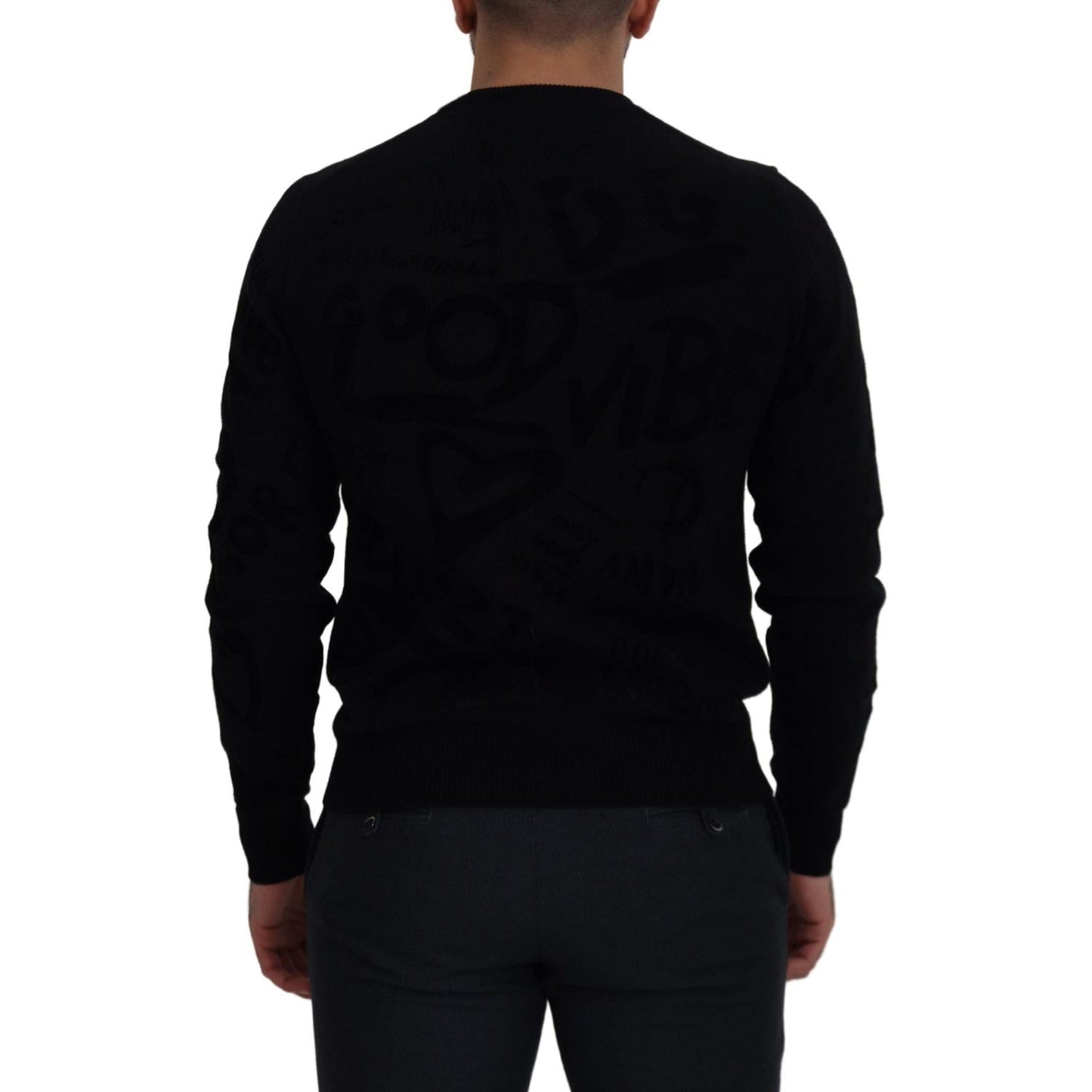 Dolce & Gabbana Elegant Black Logo Wool Sweater Dolce & Gabbana Black