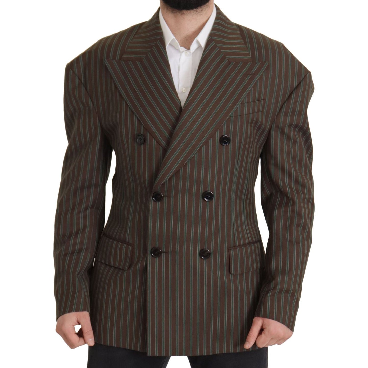 Dolce & Gabbana Multicolor Striped Double Breasted Blazer Dolce & Gabbana Dark Slate Gray