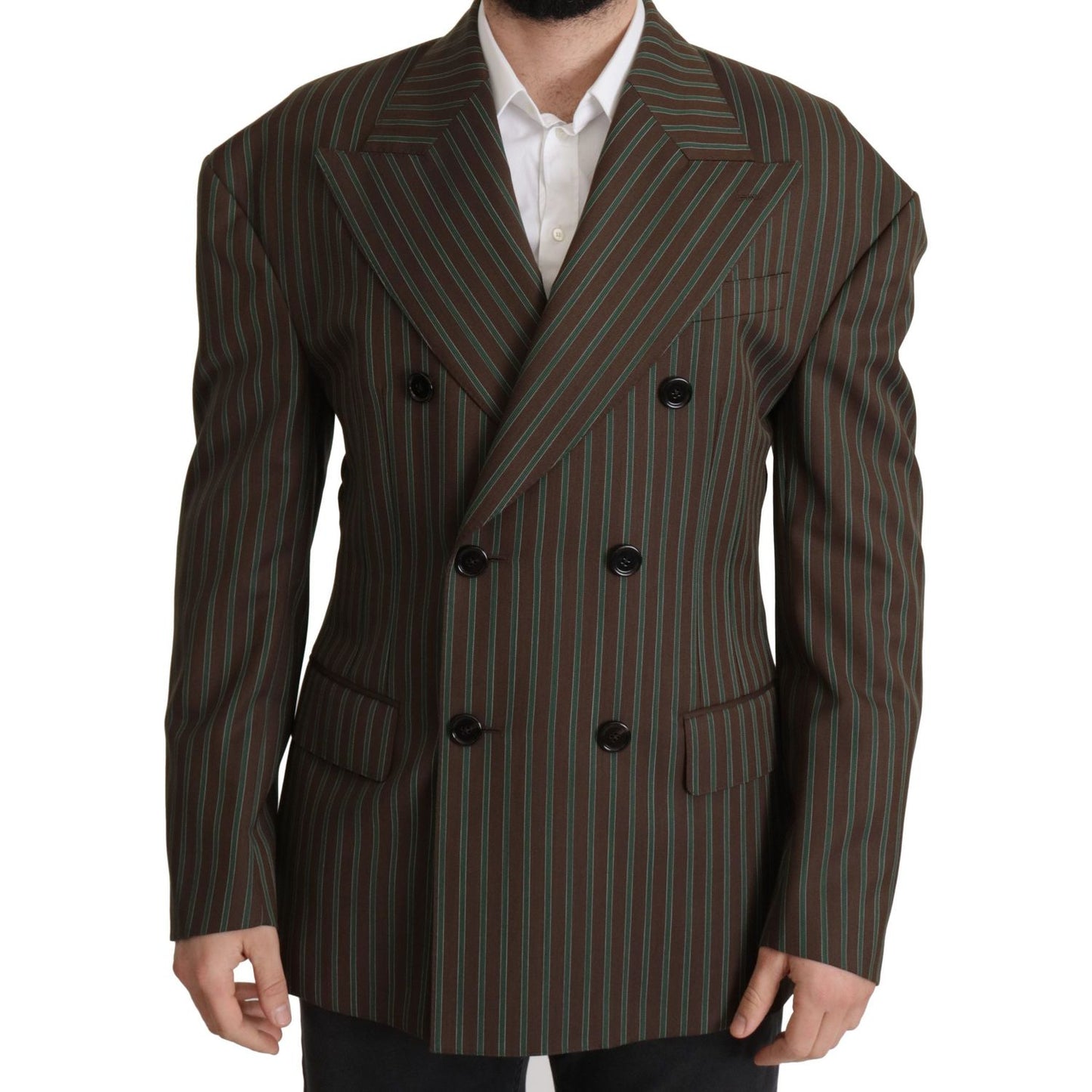 Dolce & Gabbana Multicolor Striped Double Breasted Blazer Dolce & Gabbana Dark Slate Gray