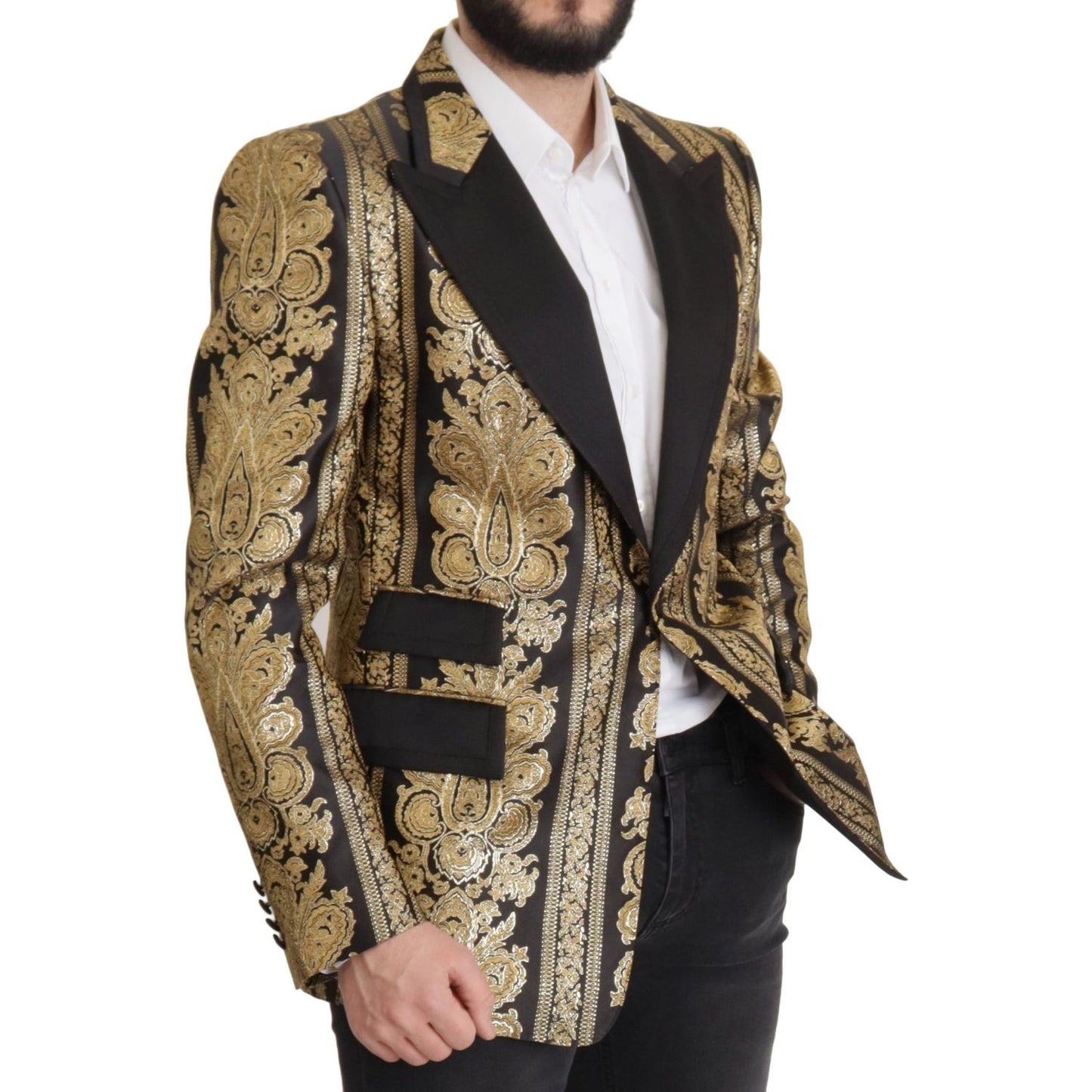 Dolce & Gabbana Elegant Single Breasted Jacquard Blazer Dolce & Gabbana Dark Slate Gray