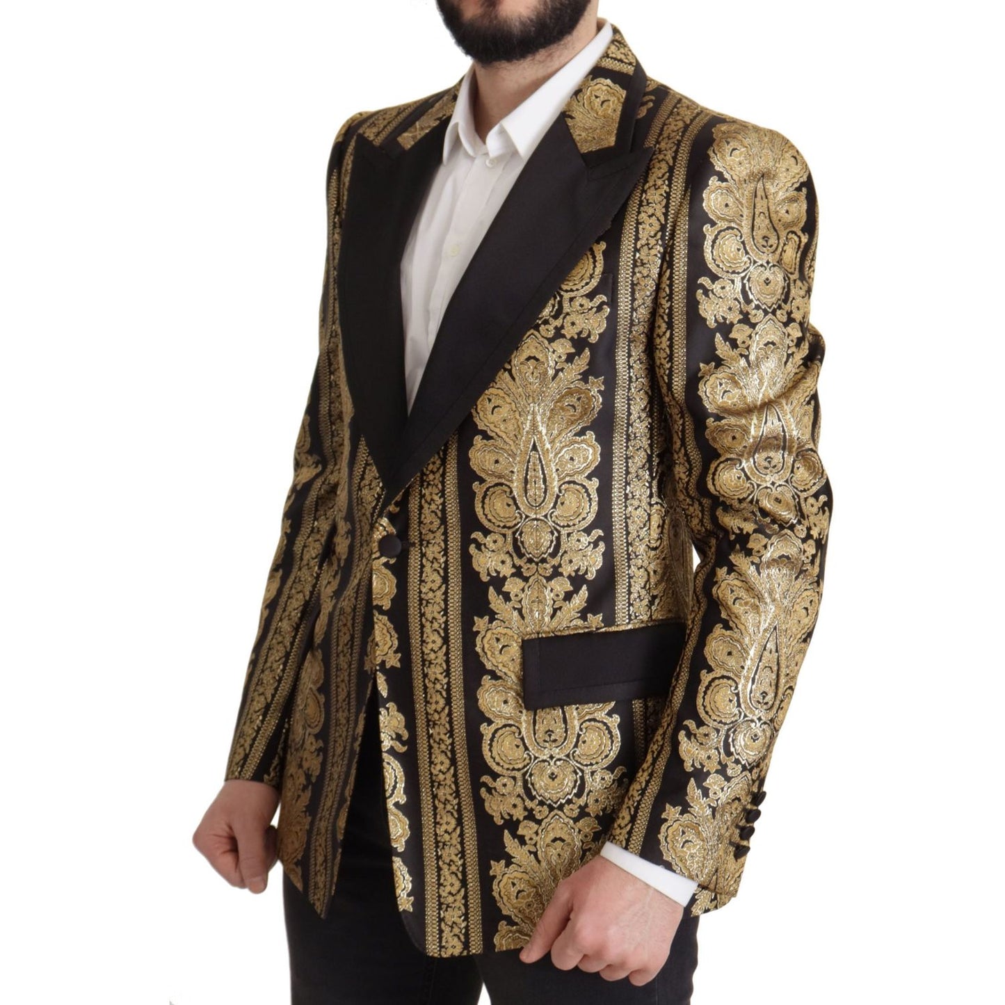 Dolce & Gabbana Elegant Single Breasted Jacquard Blazer Dolce & Gabbana Dark Slate Gray