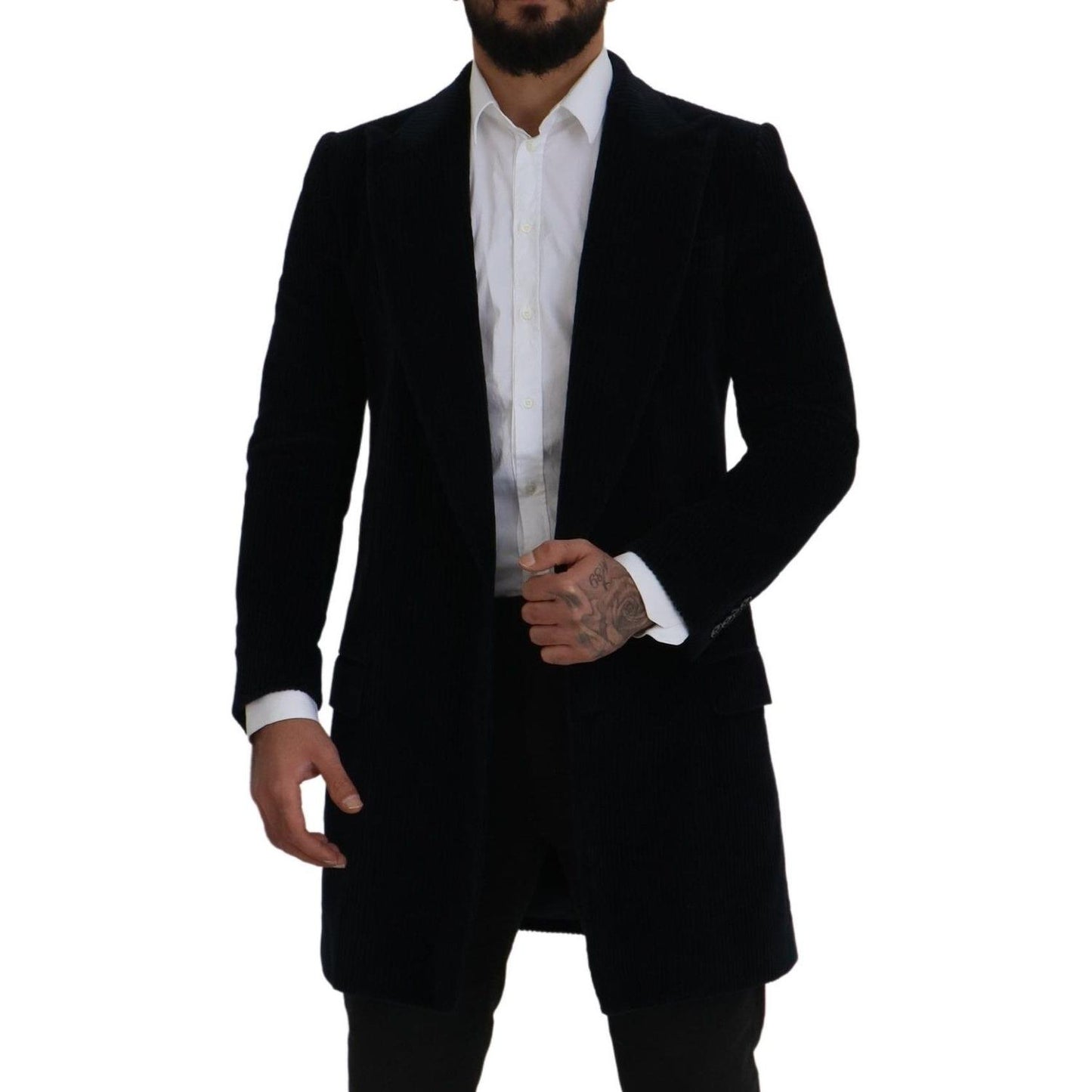Dolce & Gabbana Elegant Black Cotton Long Cardigan Jacket Dolce & Gabbana Black