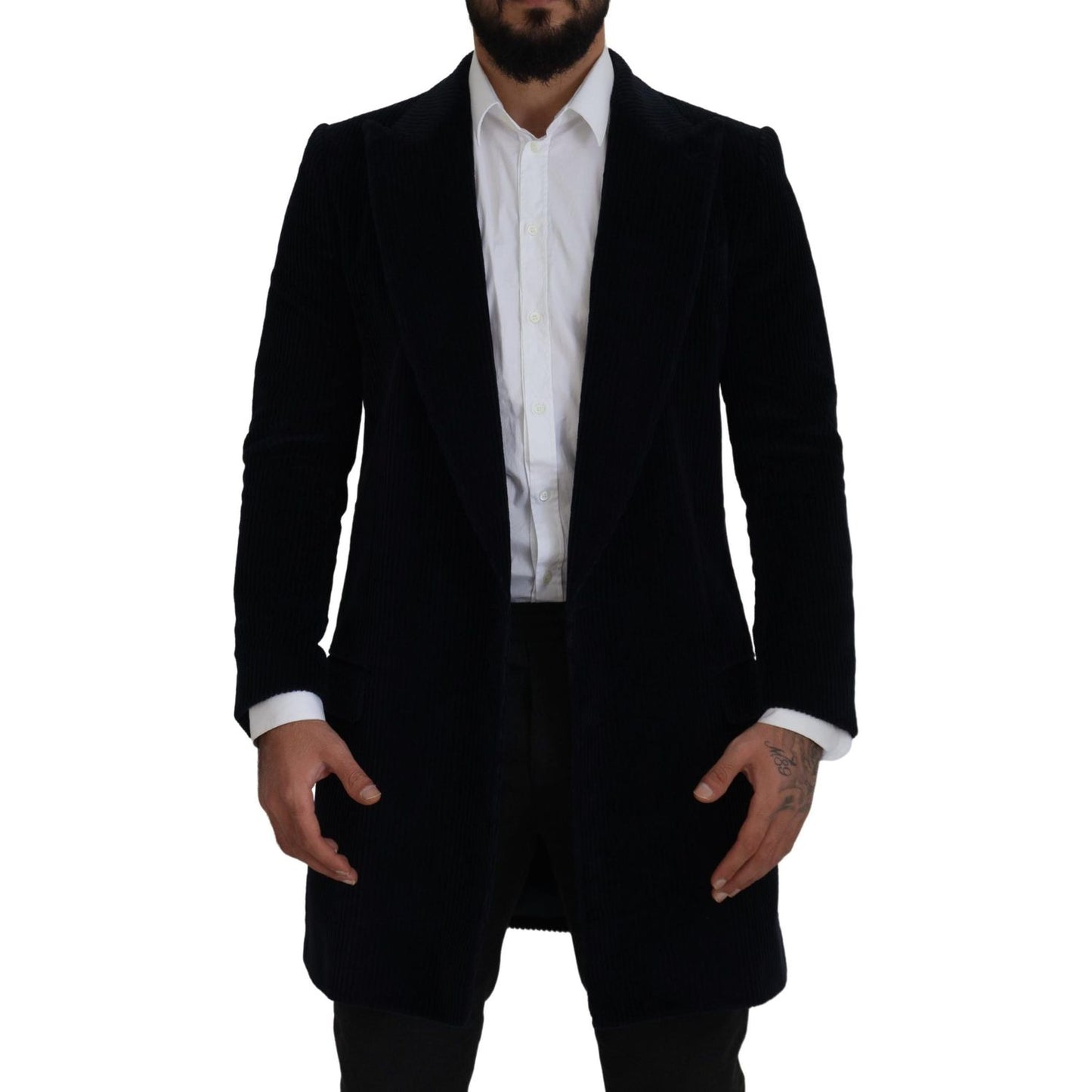 Dolce & Gabbana Elegant Black Cotton Long Cardigan Jacket Dolce & Gabbana Black