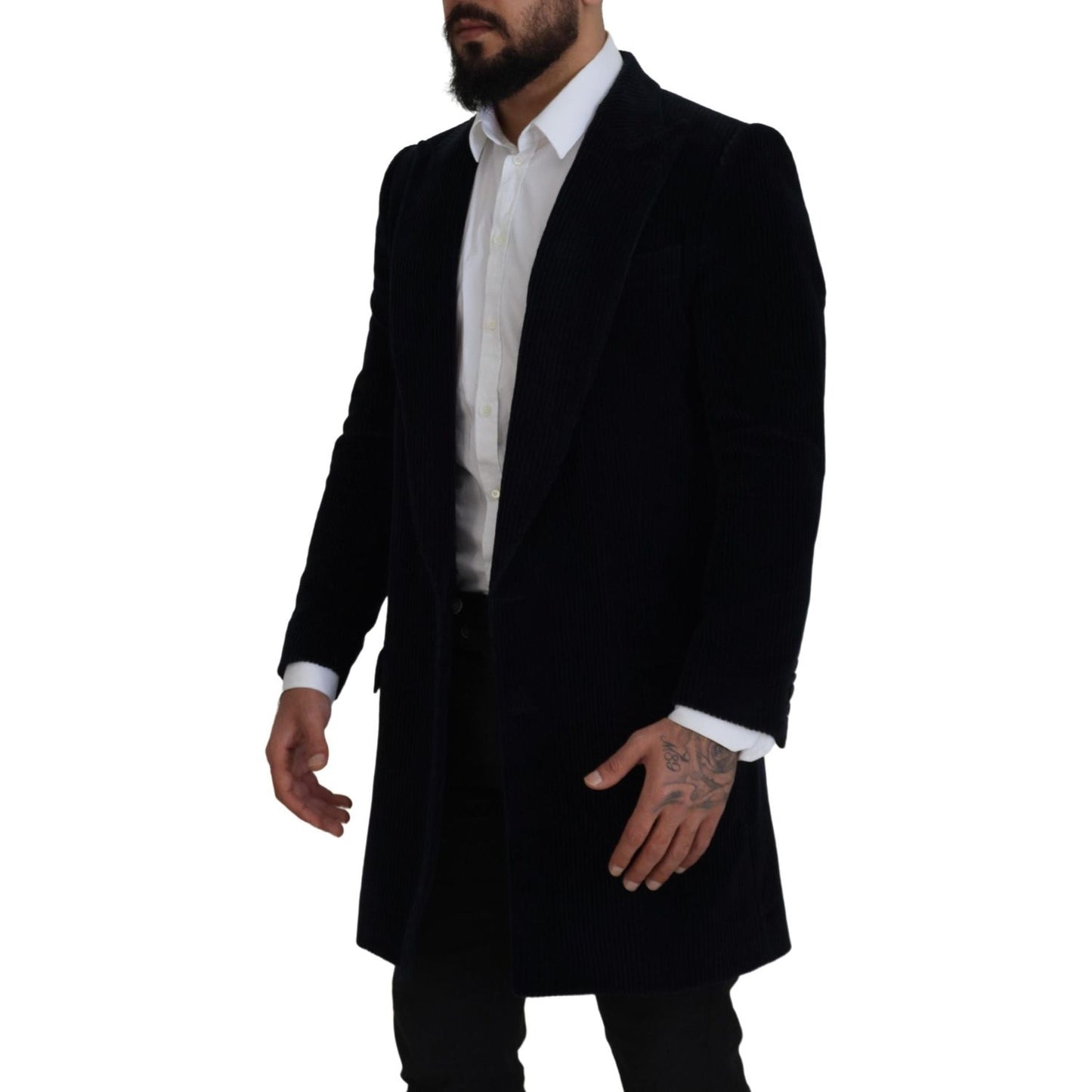 Dolce & Gabbana Elegant Black Cotton Long Cardigan Jacket Dolce & Gabbana Black