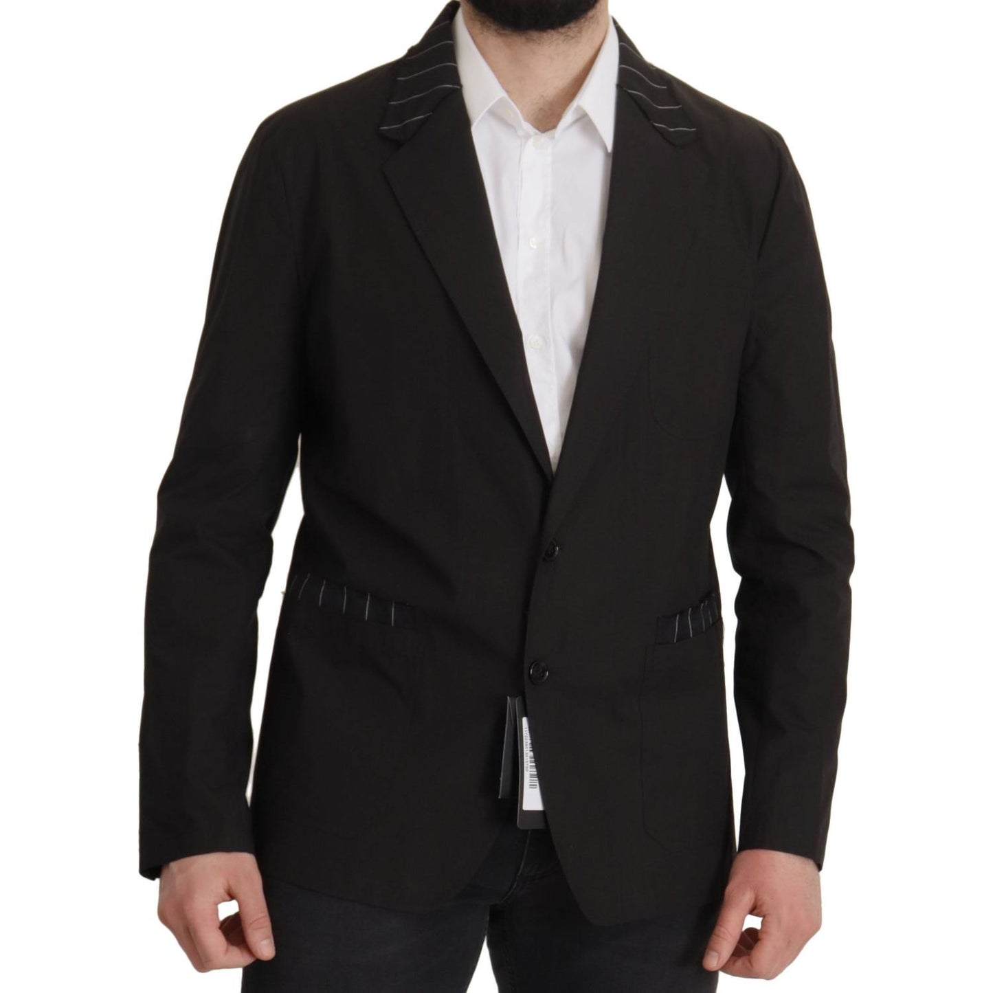 Dolce & Gabbana Elegant Black Cotton-Wool Blend Blazer Jacket Dolce & Gabbana Black