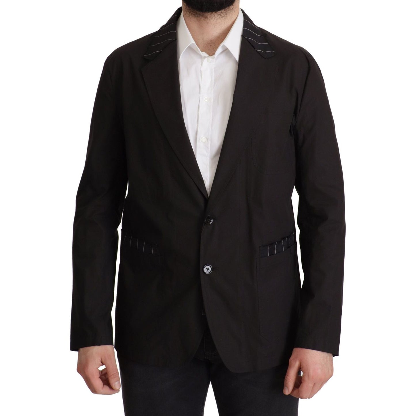 Dolce & Gabbana Elegant Black Cotton-Wool Blend Blazer Jacket Dolce & Gabbana Black