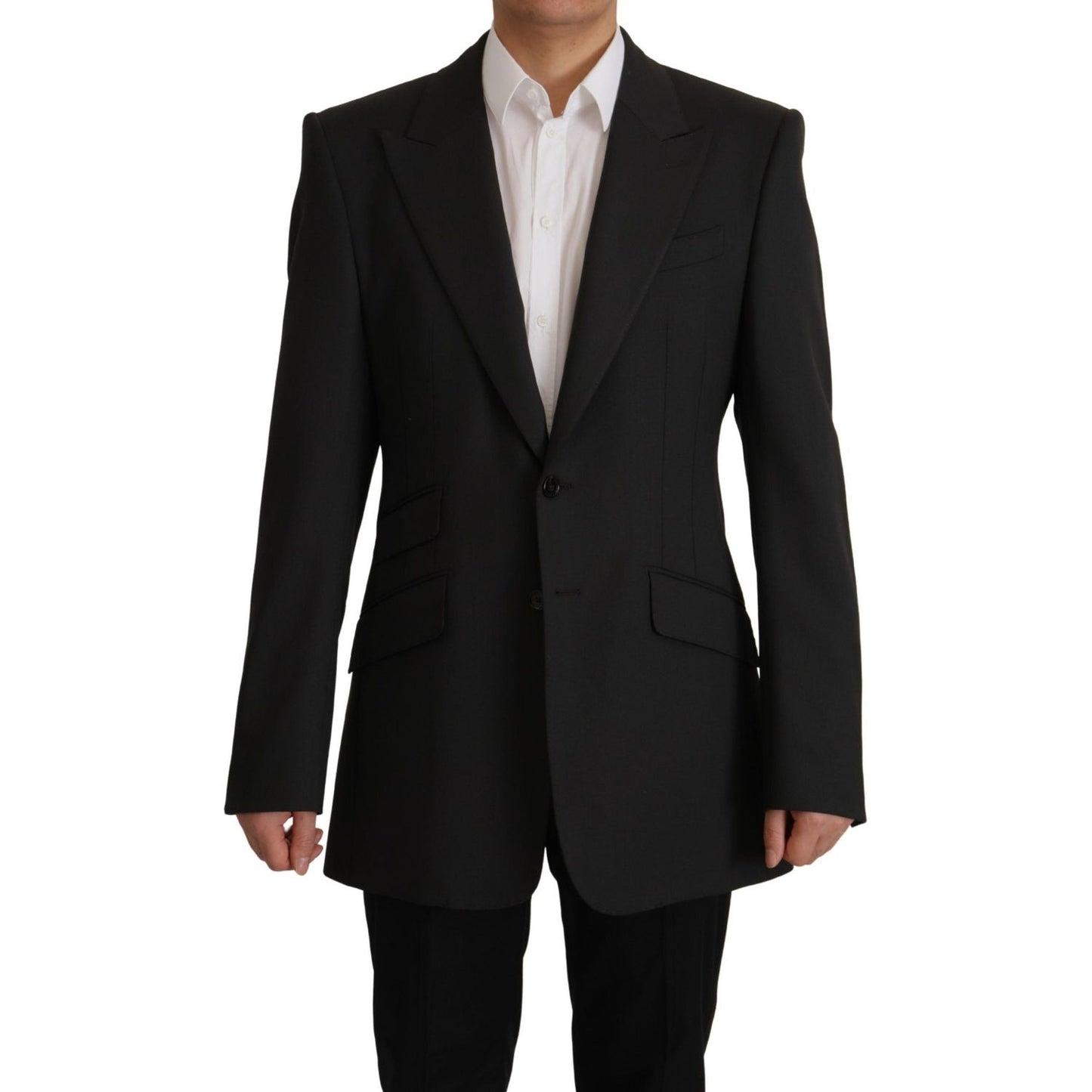 Dolce & Gabbana Elegant Slim Black Wool Blazer Jacket Dolce & Gabbana Black
