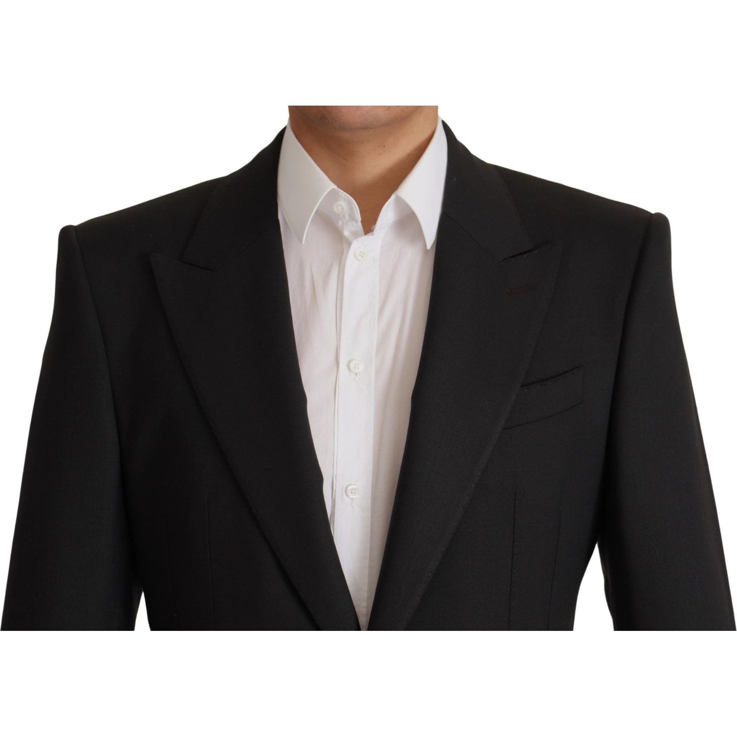 Dolce & Gabbana Elegant Slim Black Wool Blazer Jacket Dolce & Gabbana Black