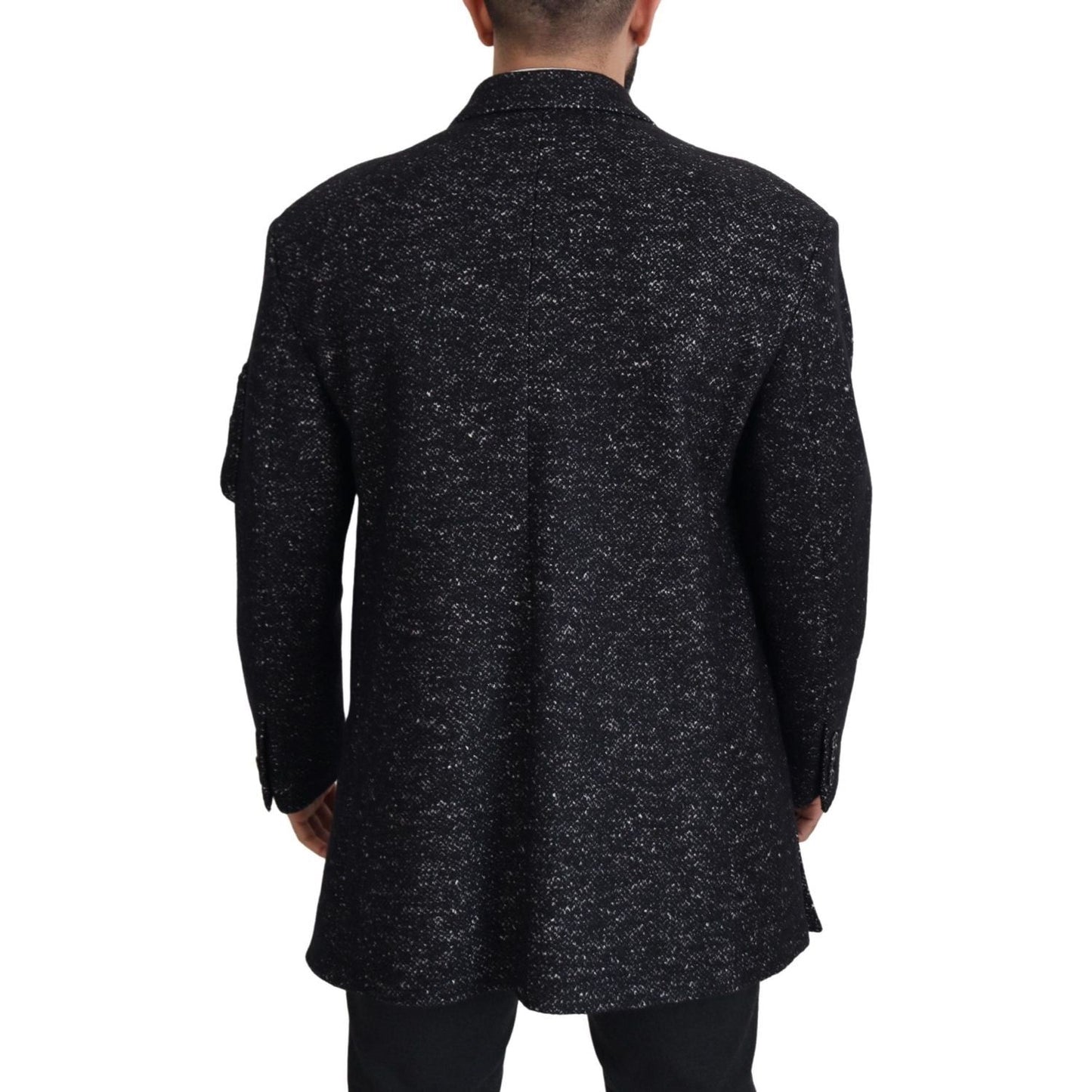 Dolce & Gabbana Sleek Patterned Wool Double Breasted Jacket Dolce & Gabbana Black