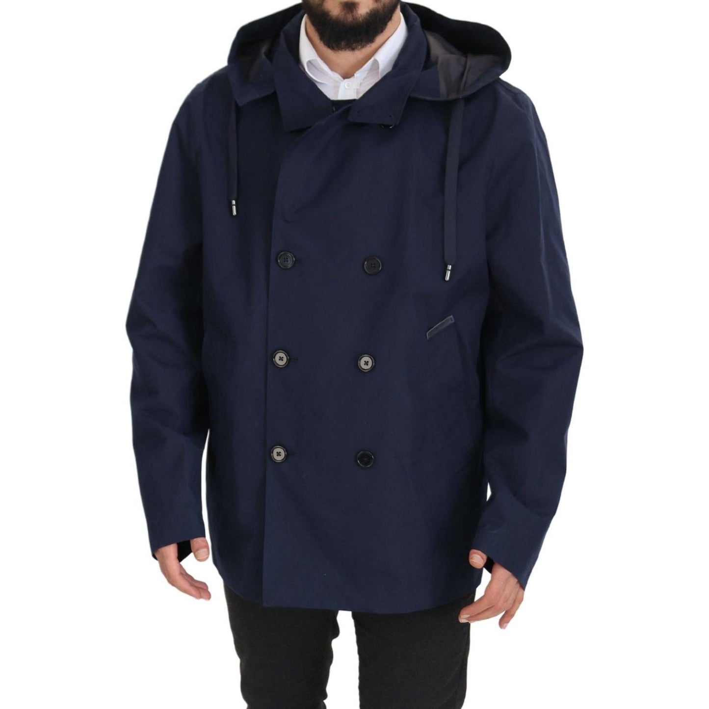 Dolce & Gabbana Elegant Double-Breasted Blue Parka Jacket Dolce & Gabbana Dark Slate Gray