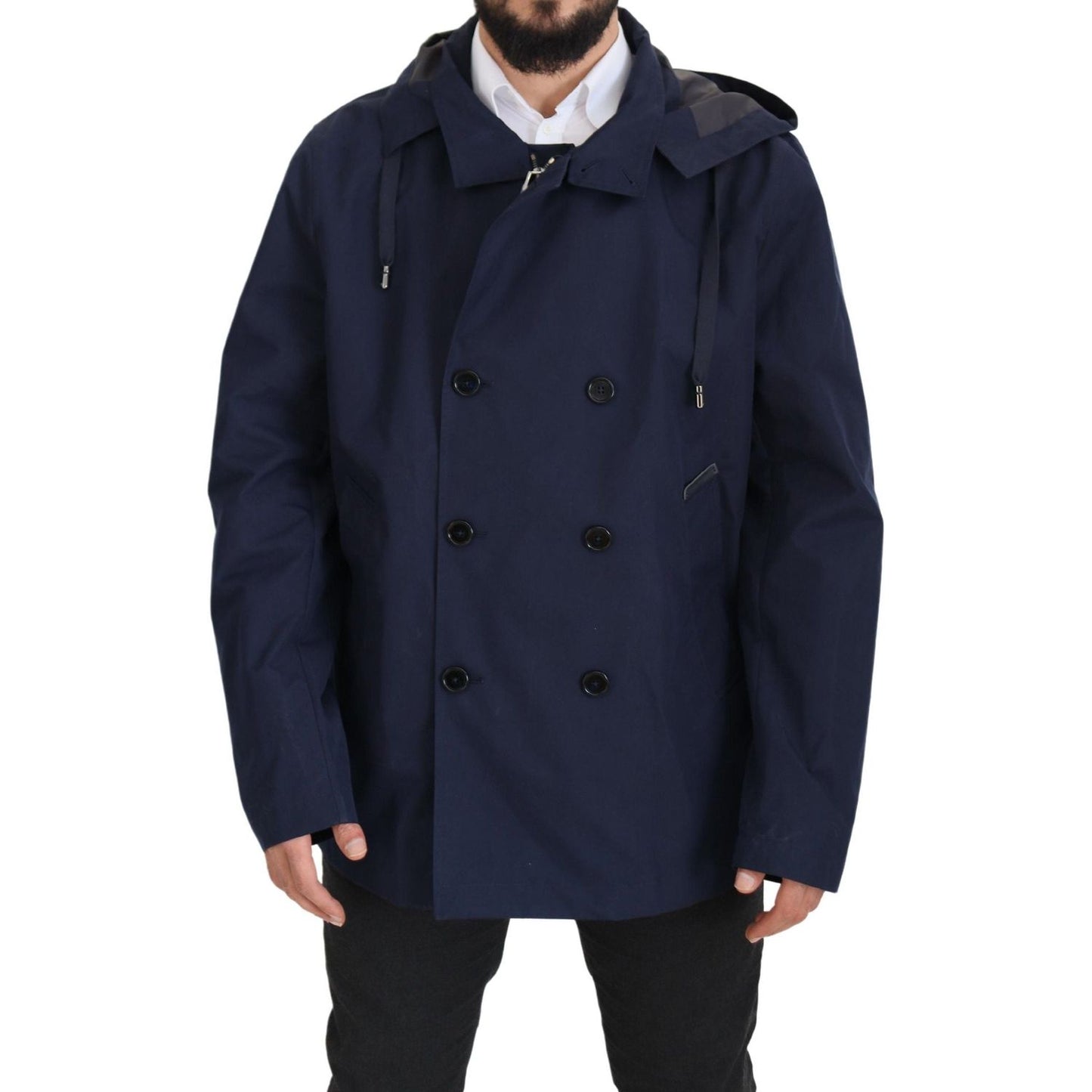 Dolce & Gabbana Elegant Double-Breasted Blue Parka Jacket Dolce & Gabbana Dark Slate Gray