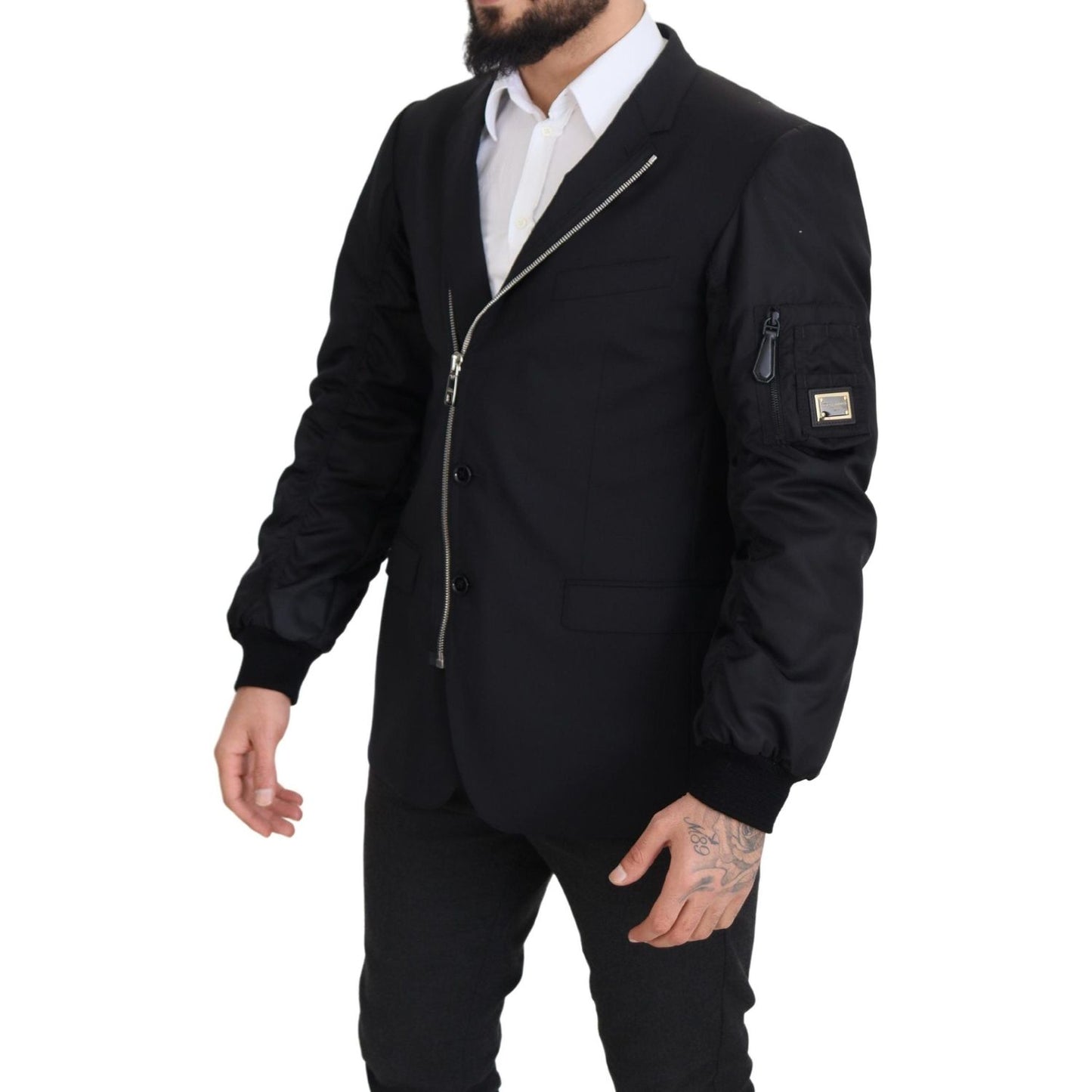 Dolce & Gabbana Black Wool Full Zip Long Sleeves Jacket JKT3360- 50