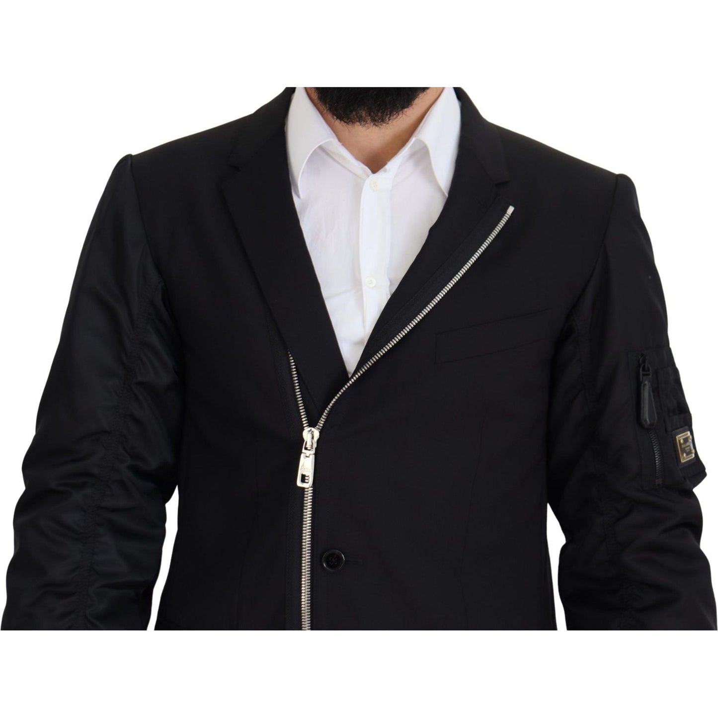 Dolce & Gabbana Black Wool Full Zip Long Sleeves Jacket JKT3360- 50