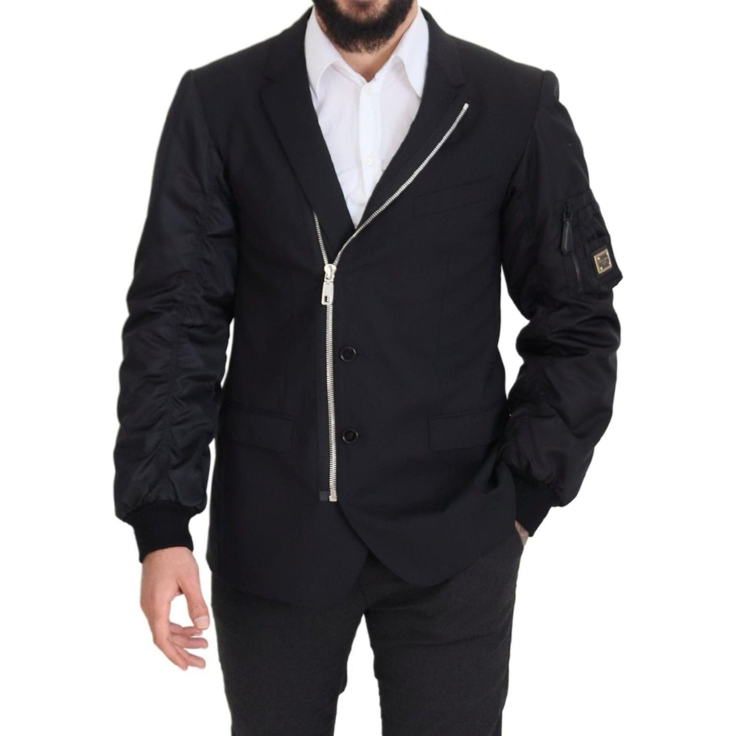 Dolce & Gabbana Black Wool Full Zip Long Sleeves Jacket JKT3360- 50