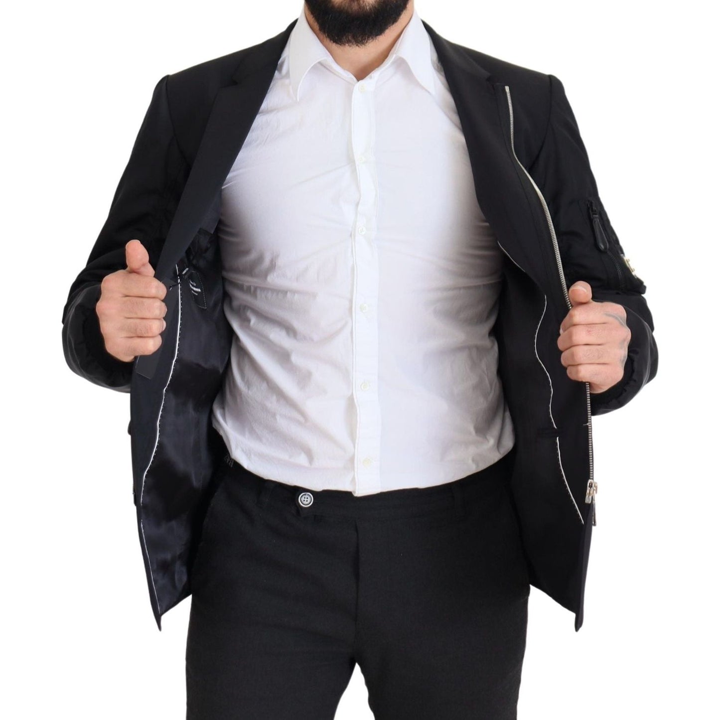 Dolce & Gabbana Black Wool Full Zip Long Sleeves Jacket JKT3360- 50
