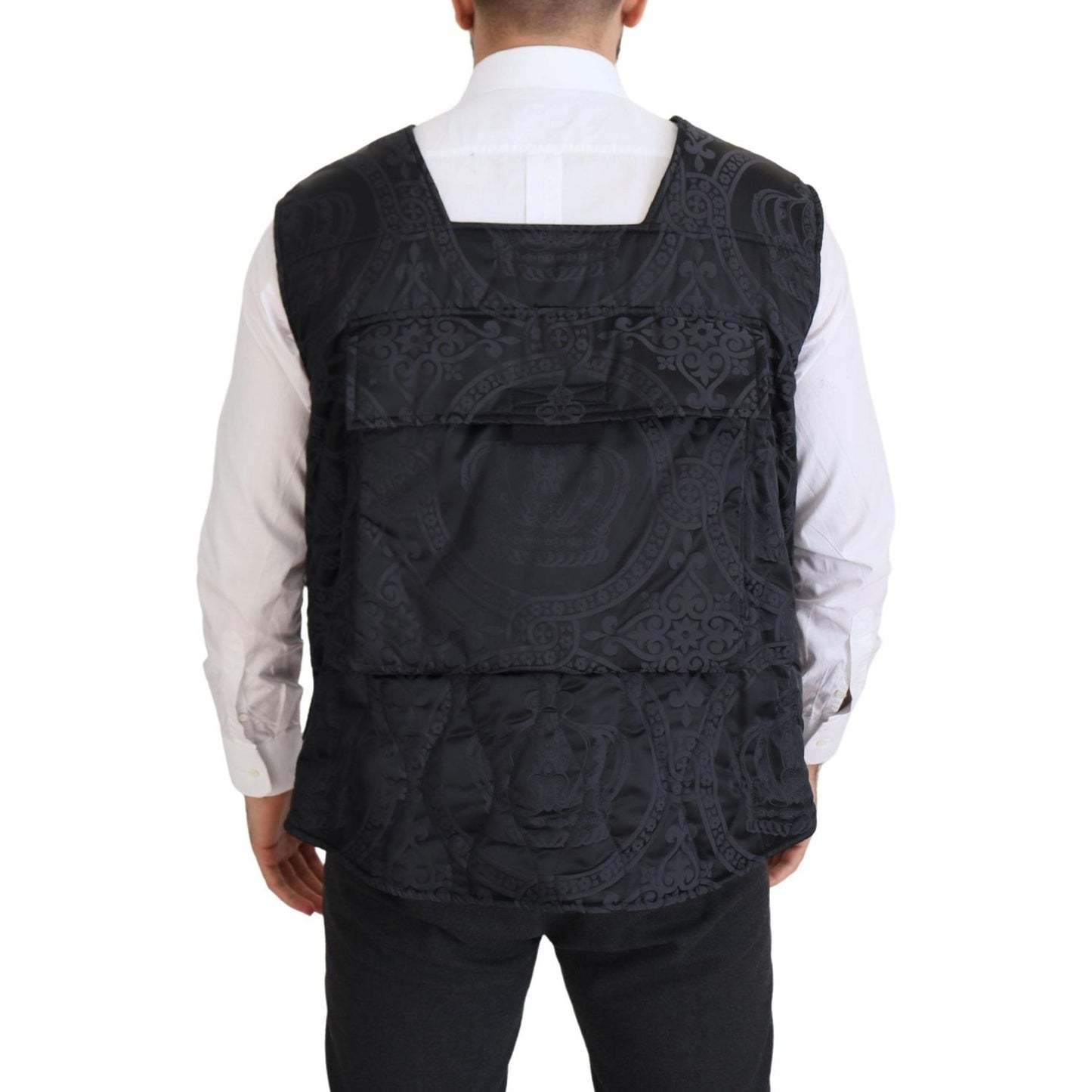 Dolce & Gabbana Elegant Sleeveless Vest Jacket in Black Dolce & Gabbana Dark Slate Gray