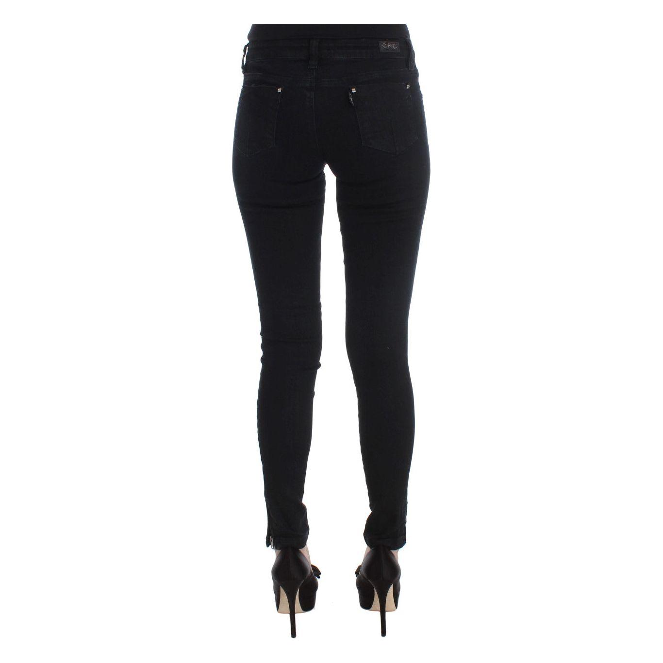Costume National Sleek Black Slim Fit Designer Jeans Jeans & Pants Costume National Black