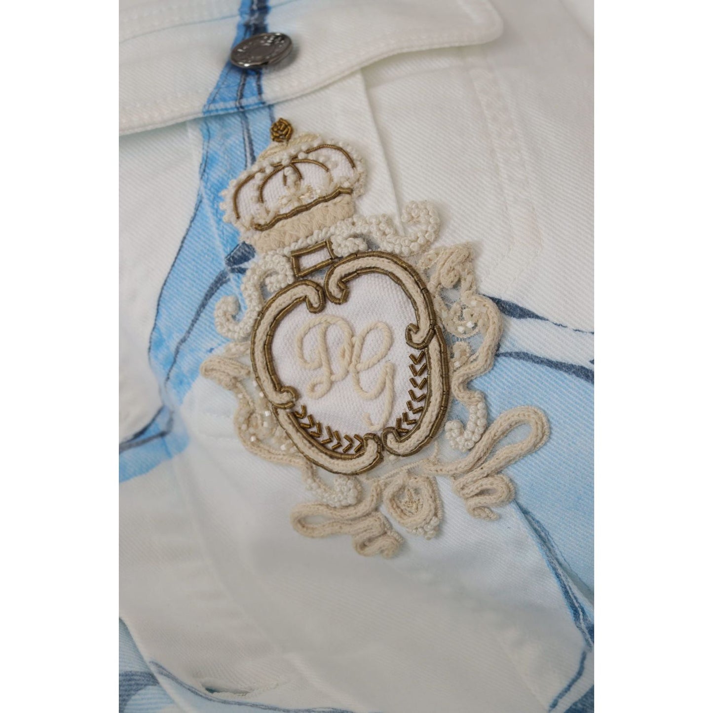 Dolce & Gabbana Multicolor Logo Embroidered Denim Jacket Dolce & Gabbana Dark Gray